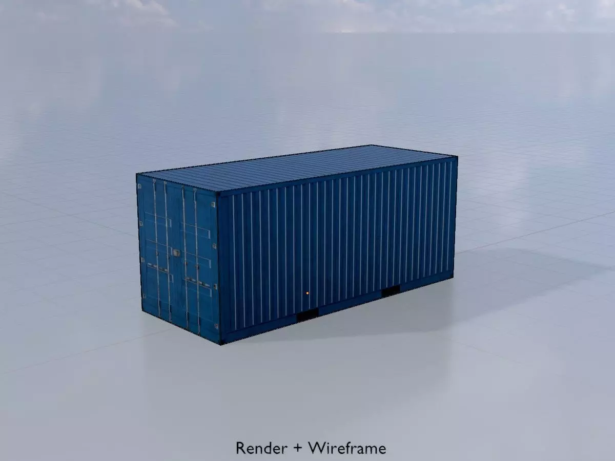 Shipping Container gentian blue all version 3D Model Collection_30