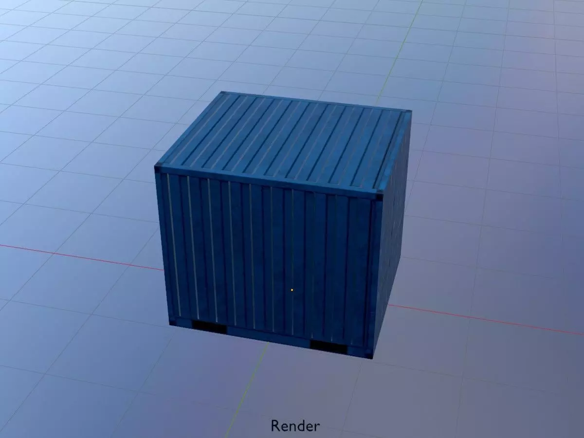 Shipping Container gentian blue all version 3D Model Collection_70