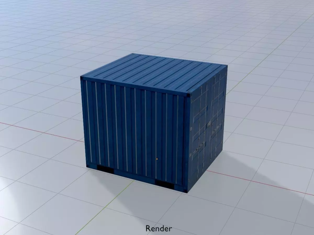 Shipping Container gentian blue all version 3D Model Collection_57