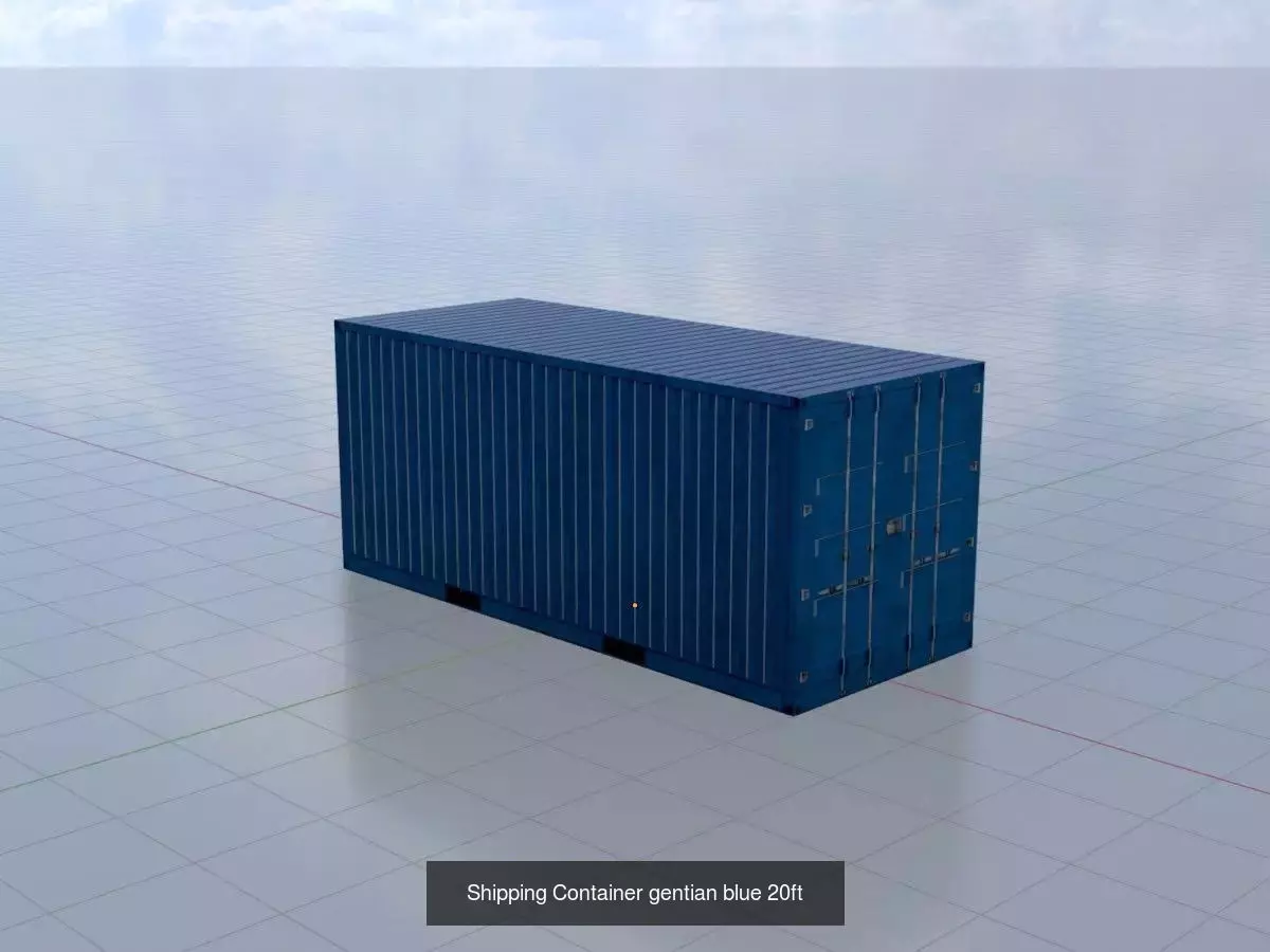 Shipping Container gentian blue all version 3D Model Collection_9
