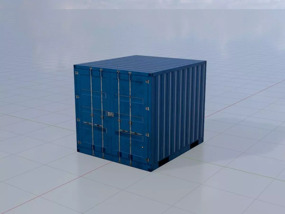 Shipping Container gentian blue all version 3D Model Collection_18
