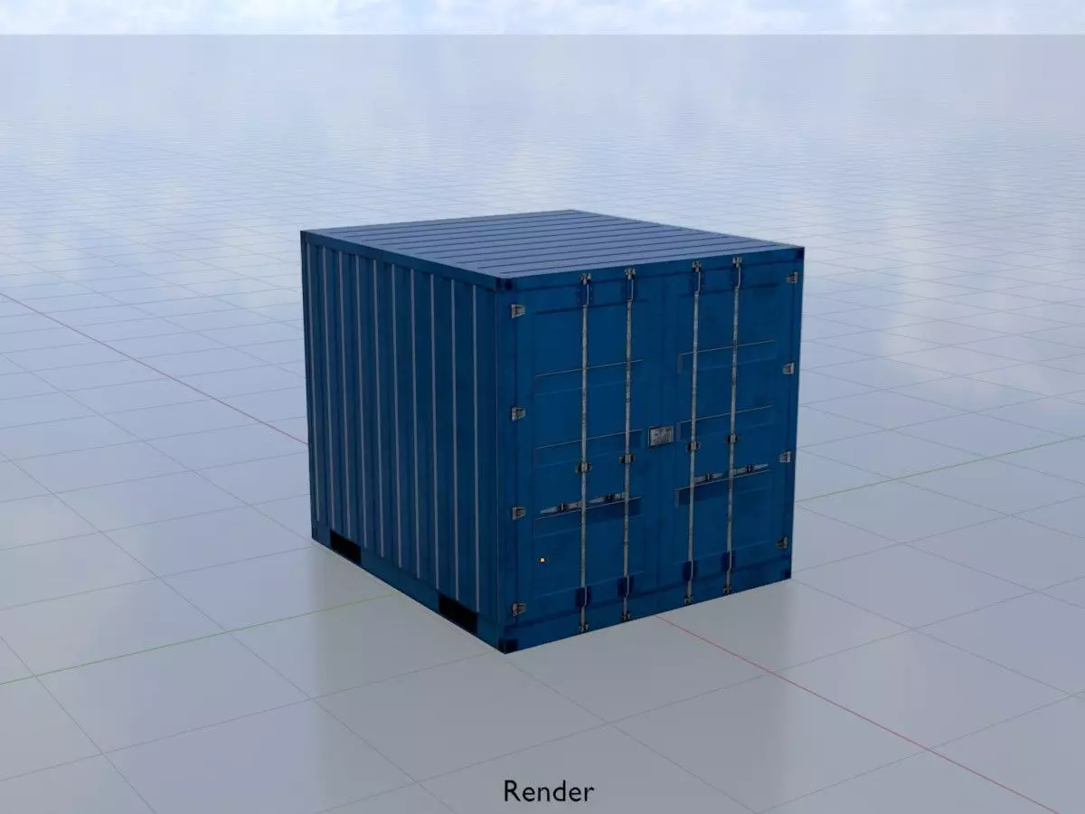 Shipping Container gentian blue all version 3D Model Collection_38