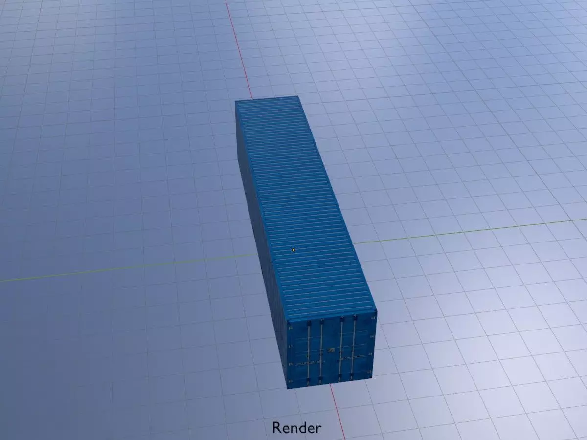 Shipping Container gentian blue all version 3D Model Collection_65