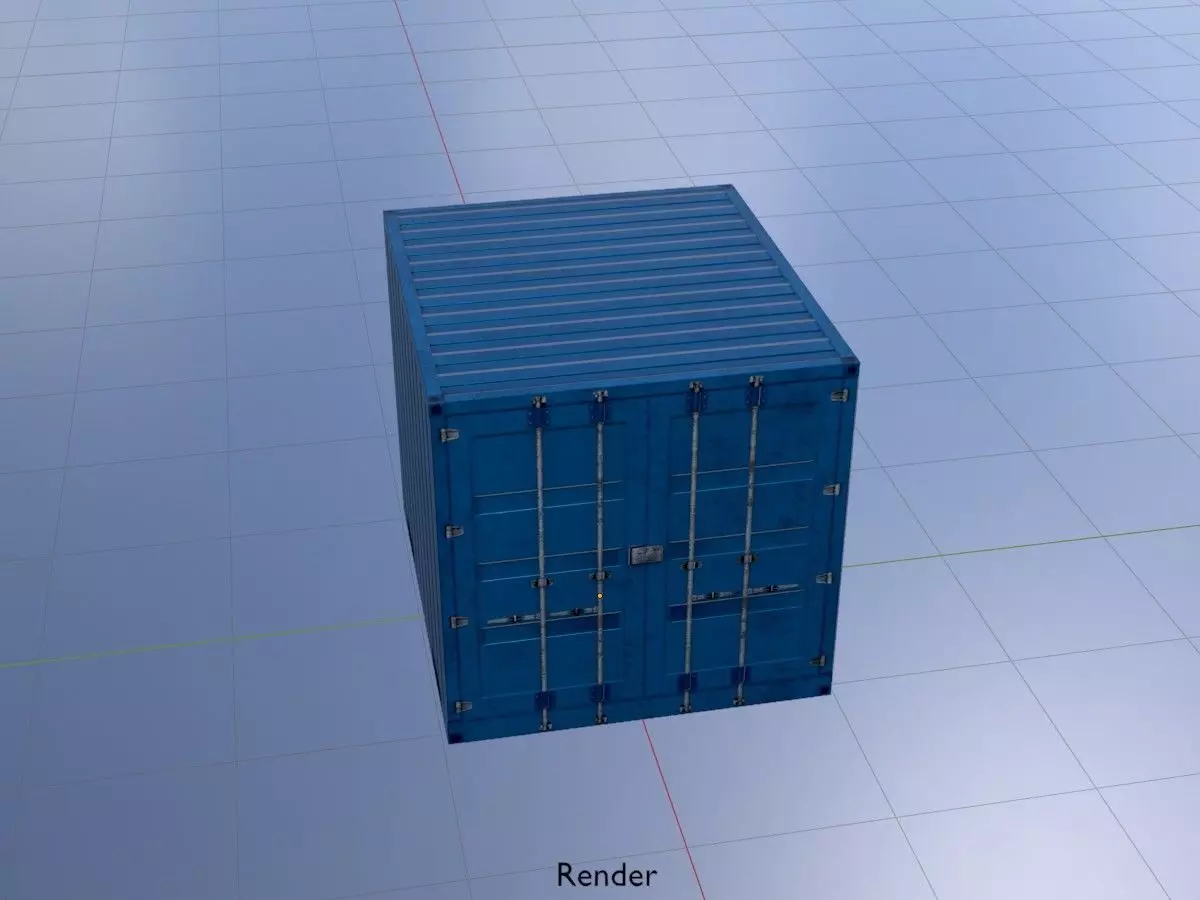 Shipping Container gentian blue all version 3D Model Collection_66