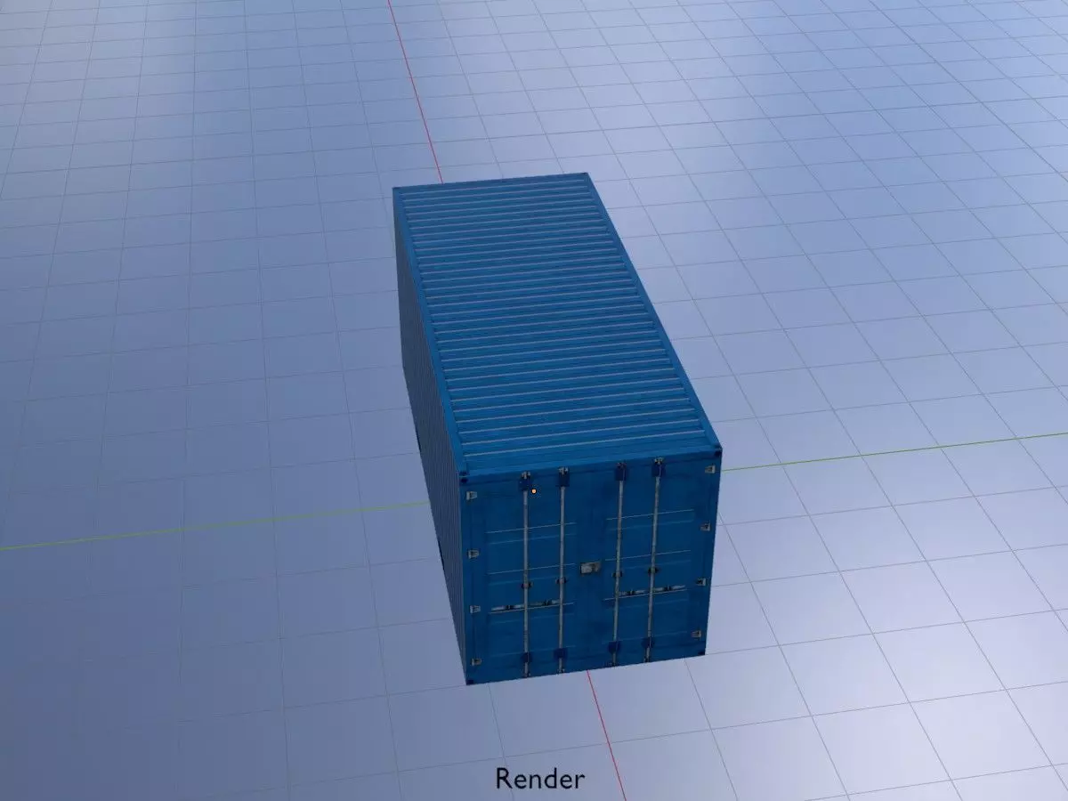 Shipping Container gentian blue all version 3D Model Collection_64