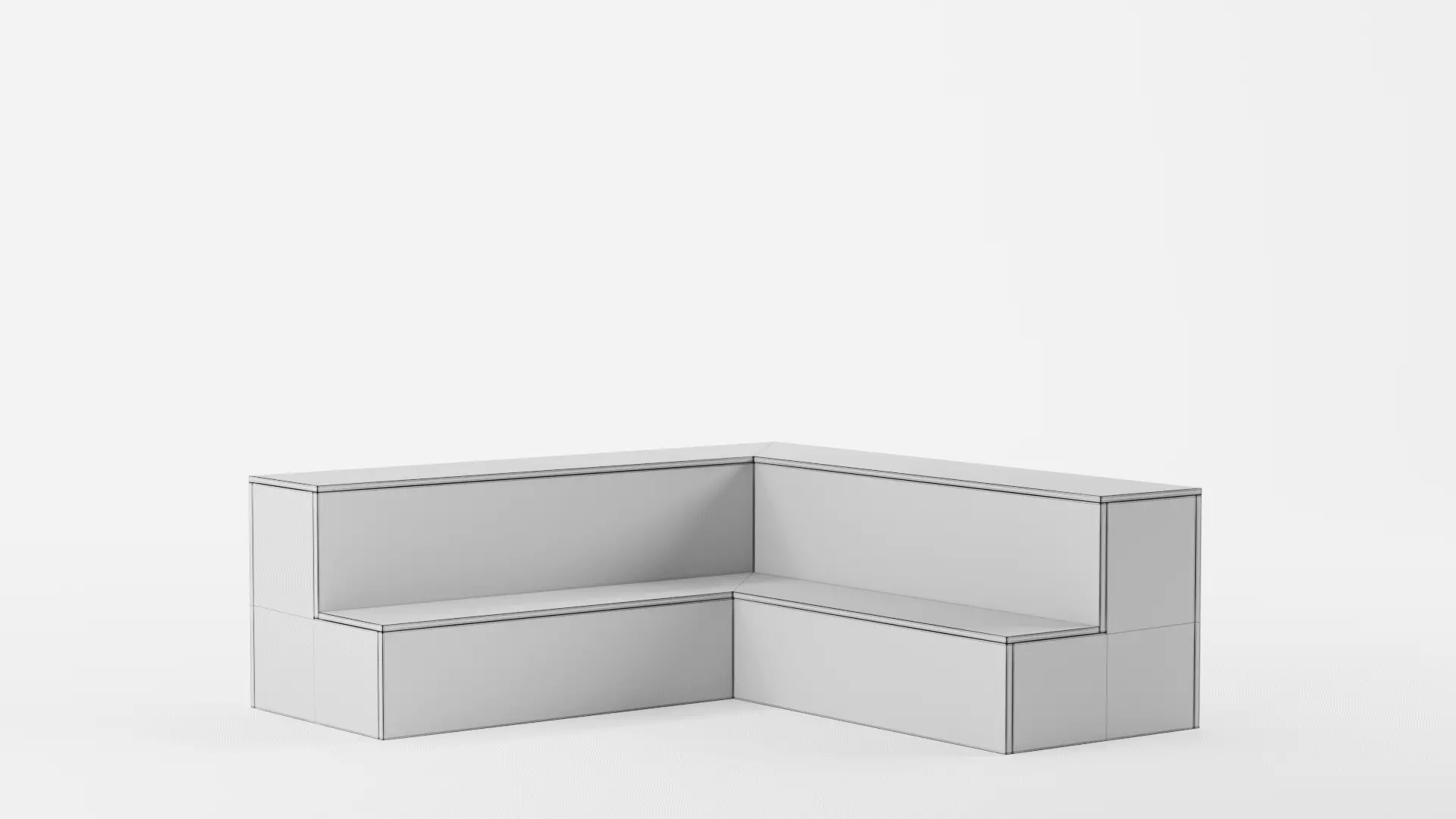 Shaker style Corner Bench 3D model_13