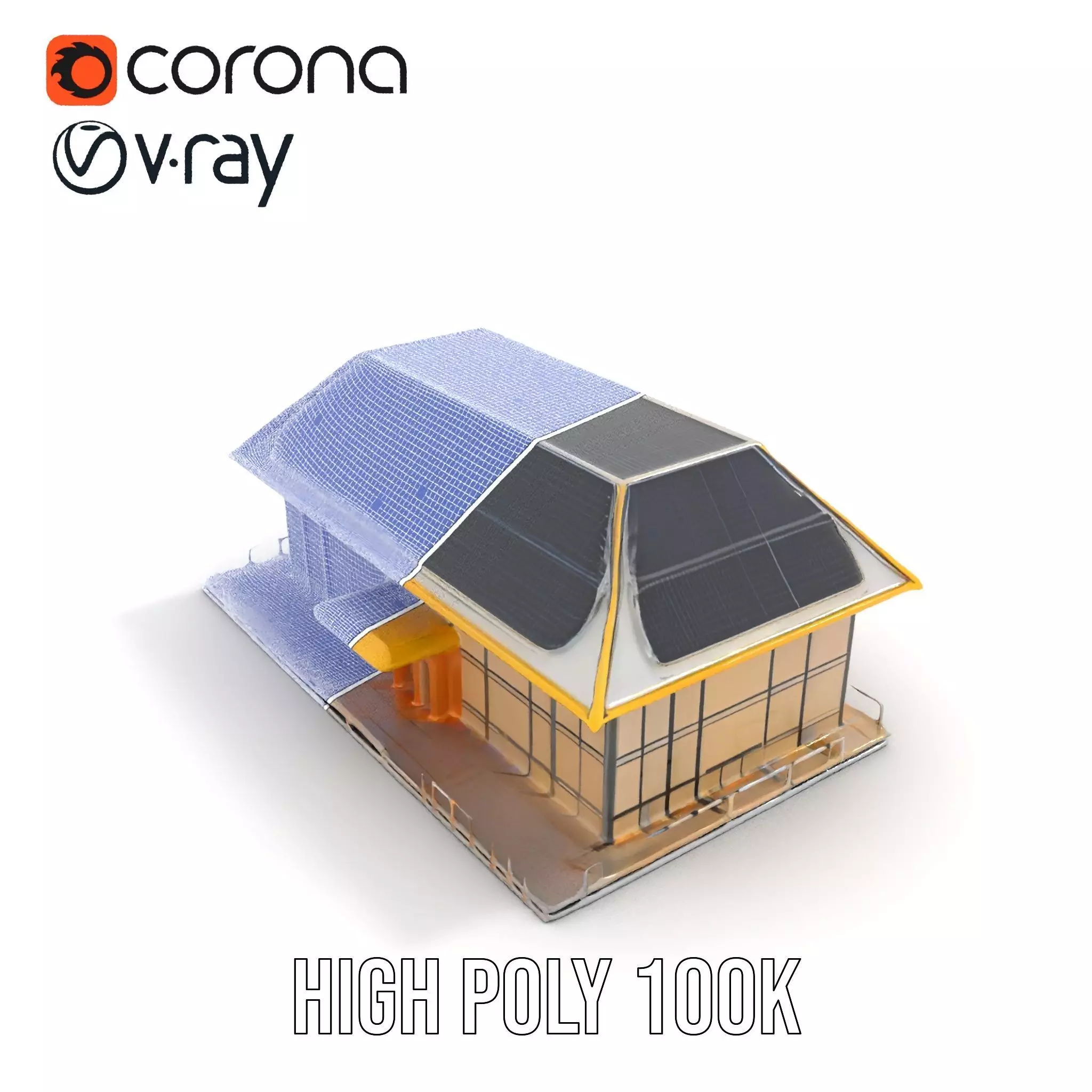 Modern Solar House model pack Low-poly 3D model_33