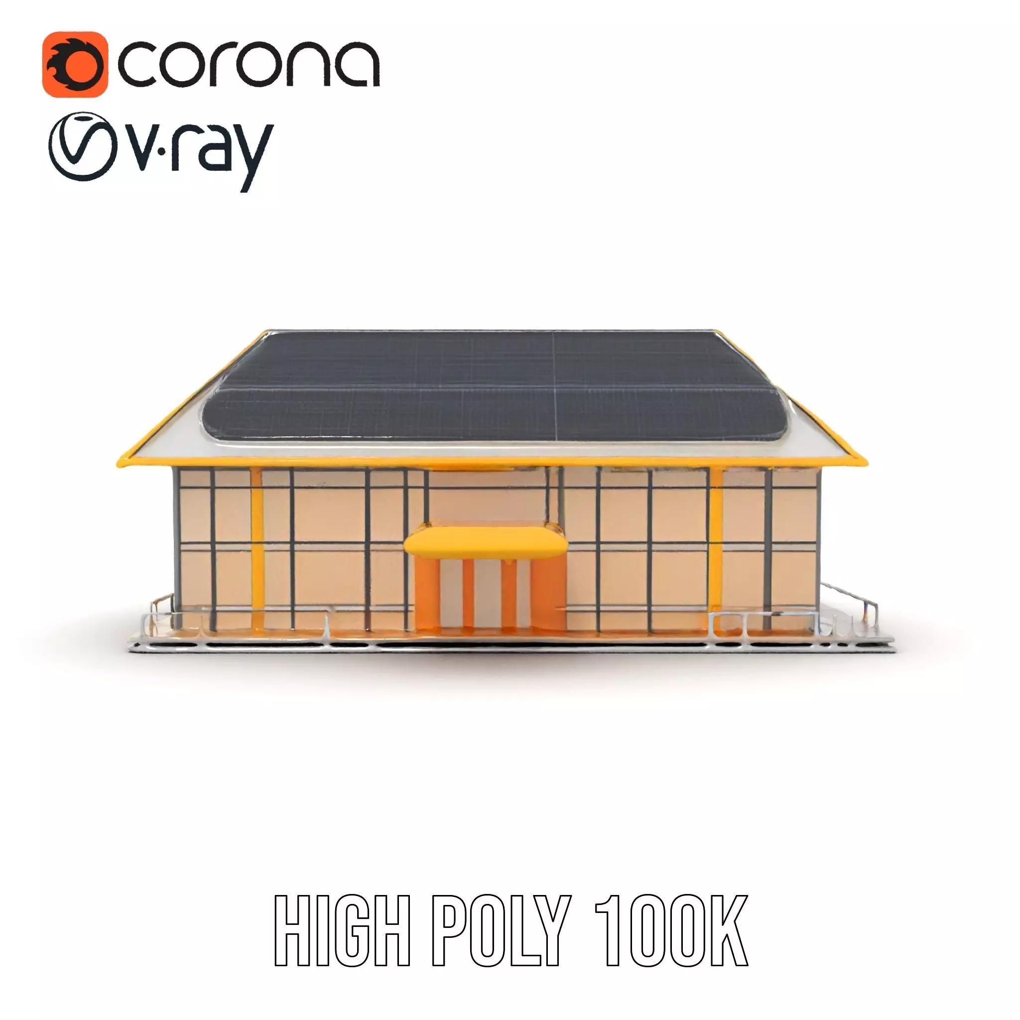 Modern Solar House model pack Low-poly 3D model_27