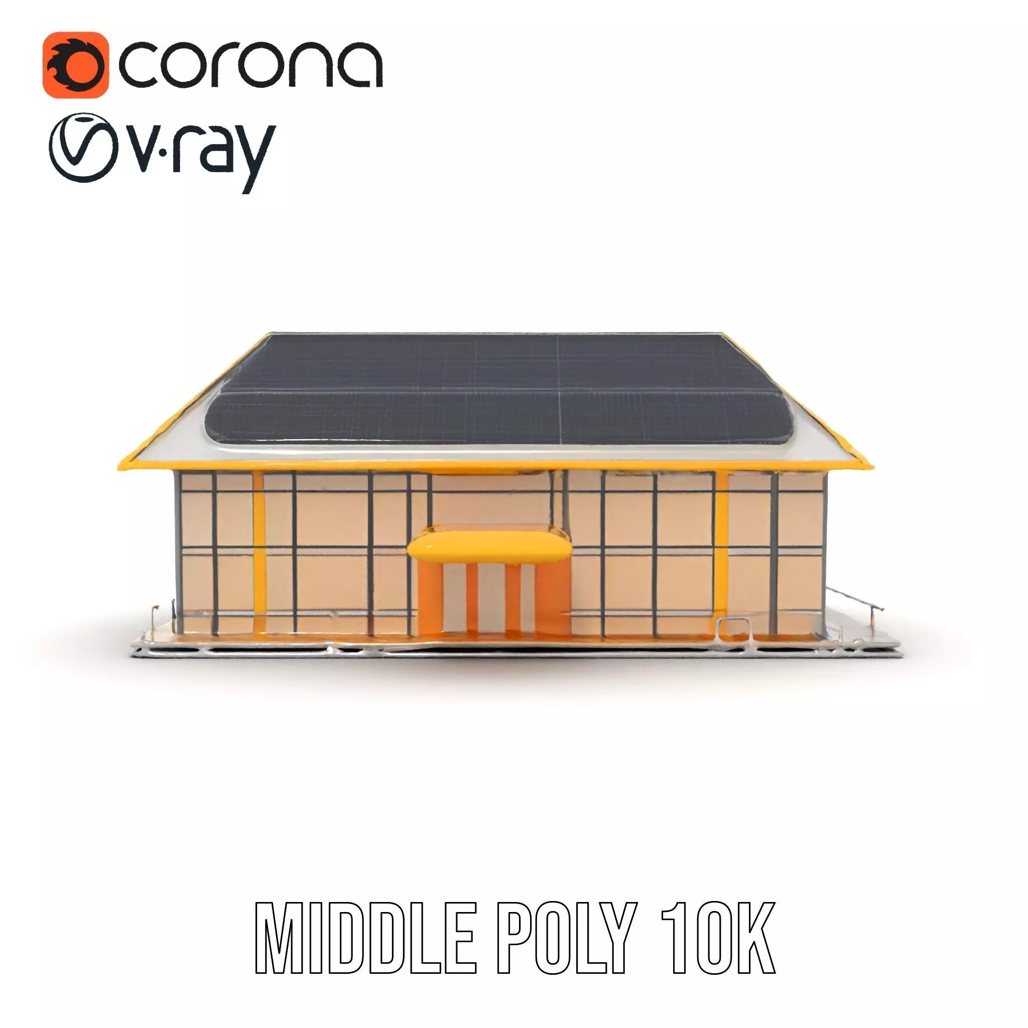 Modern Solar House model pack Low-poly 3D model_12