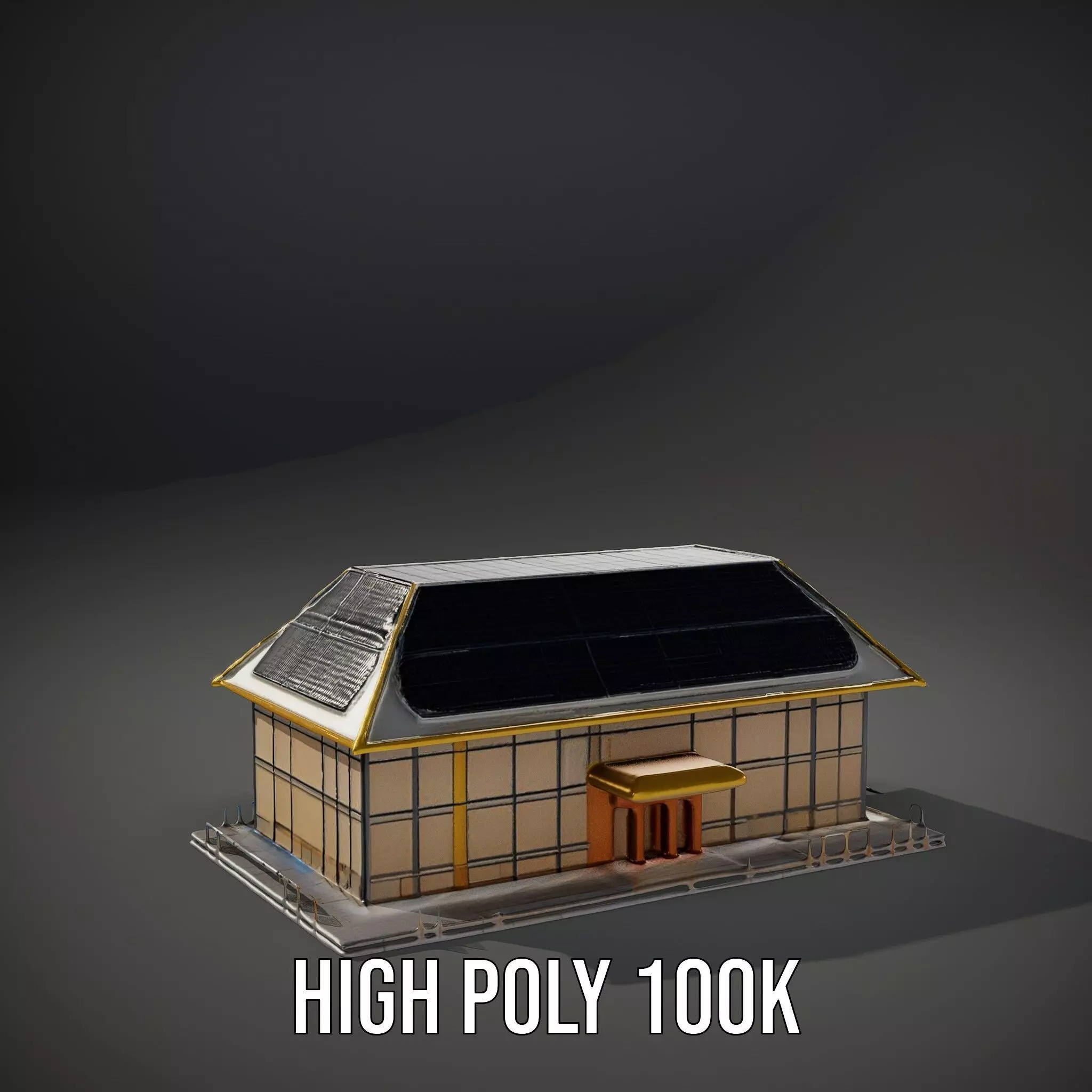 Modern Solar House model pack Low-poly 3D model_9