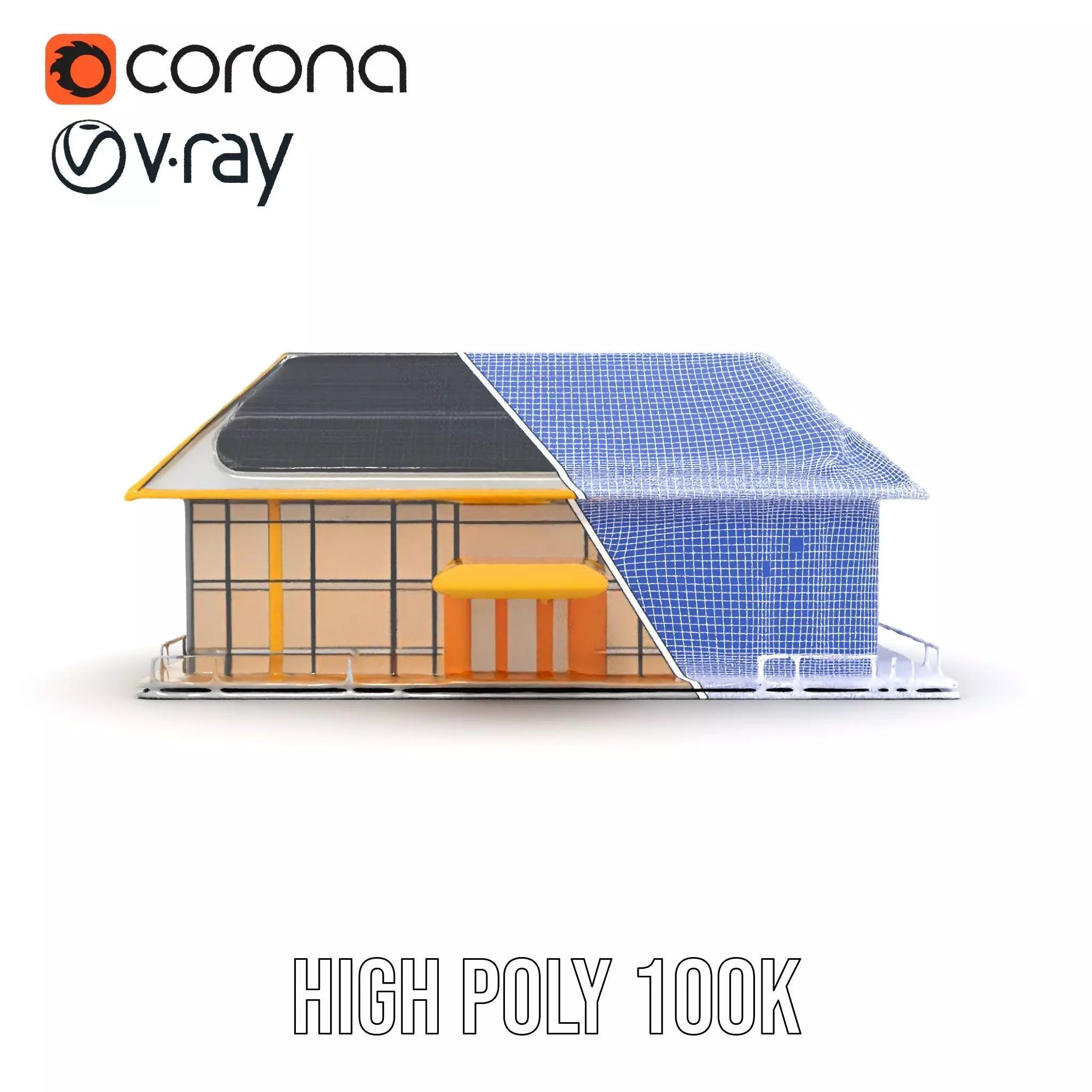 Modern Solar House model pack Low-poly 3D model_30