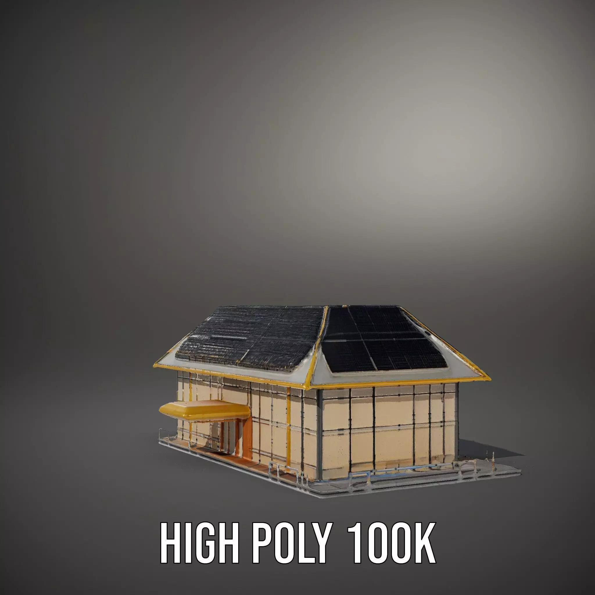 Modern Solar House model pack Low-poly 3D model_11