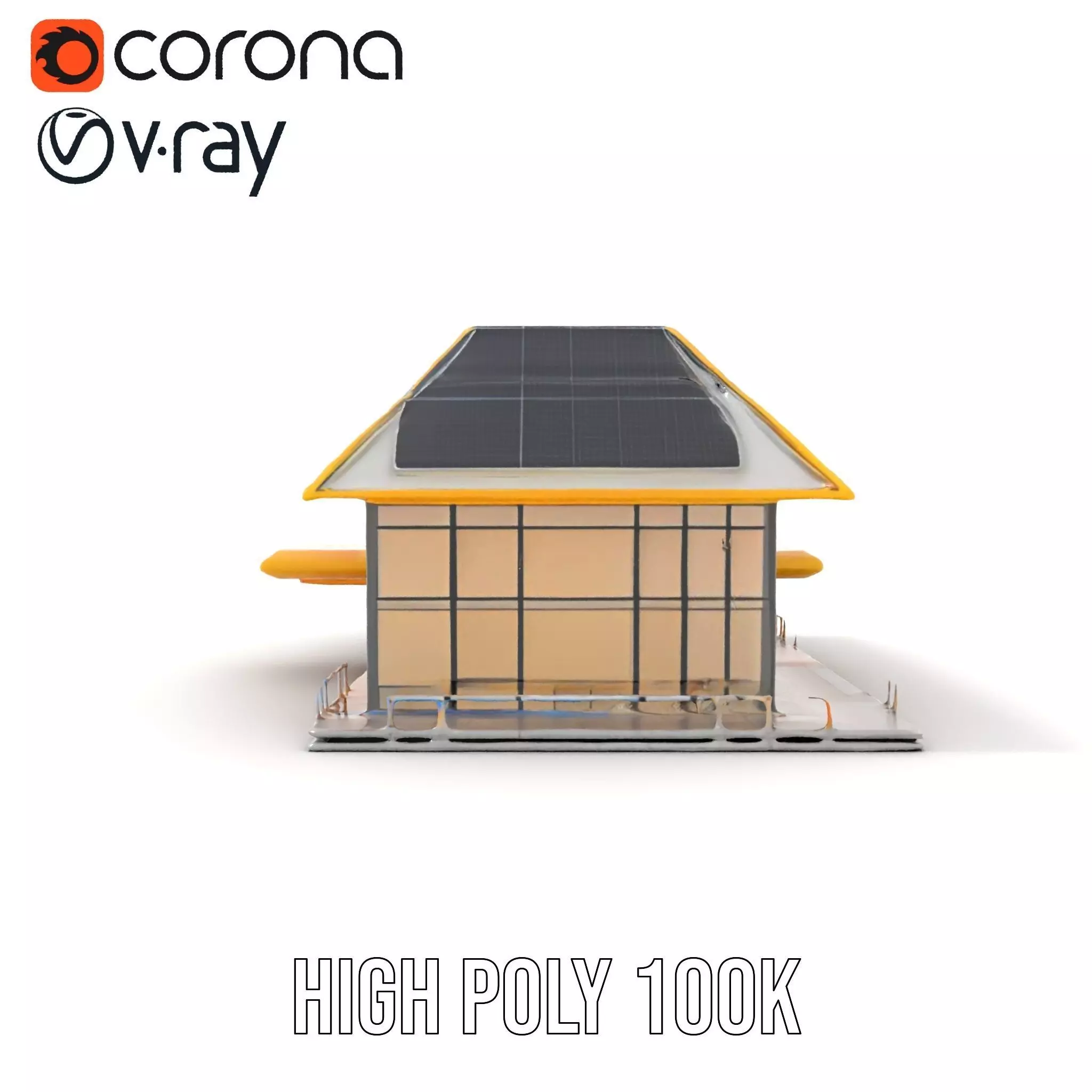 Modern Solar House model pack Low-poly 3D model_19