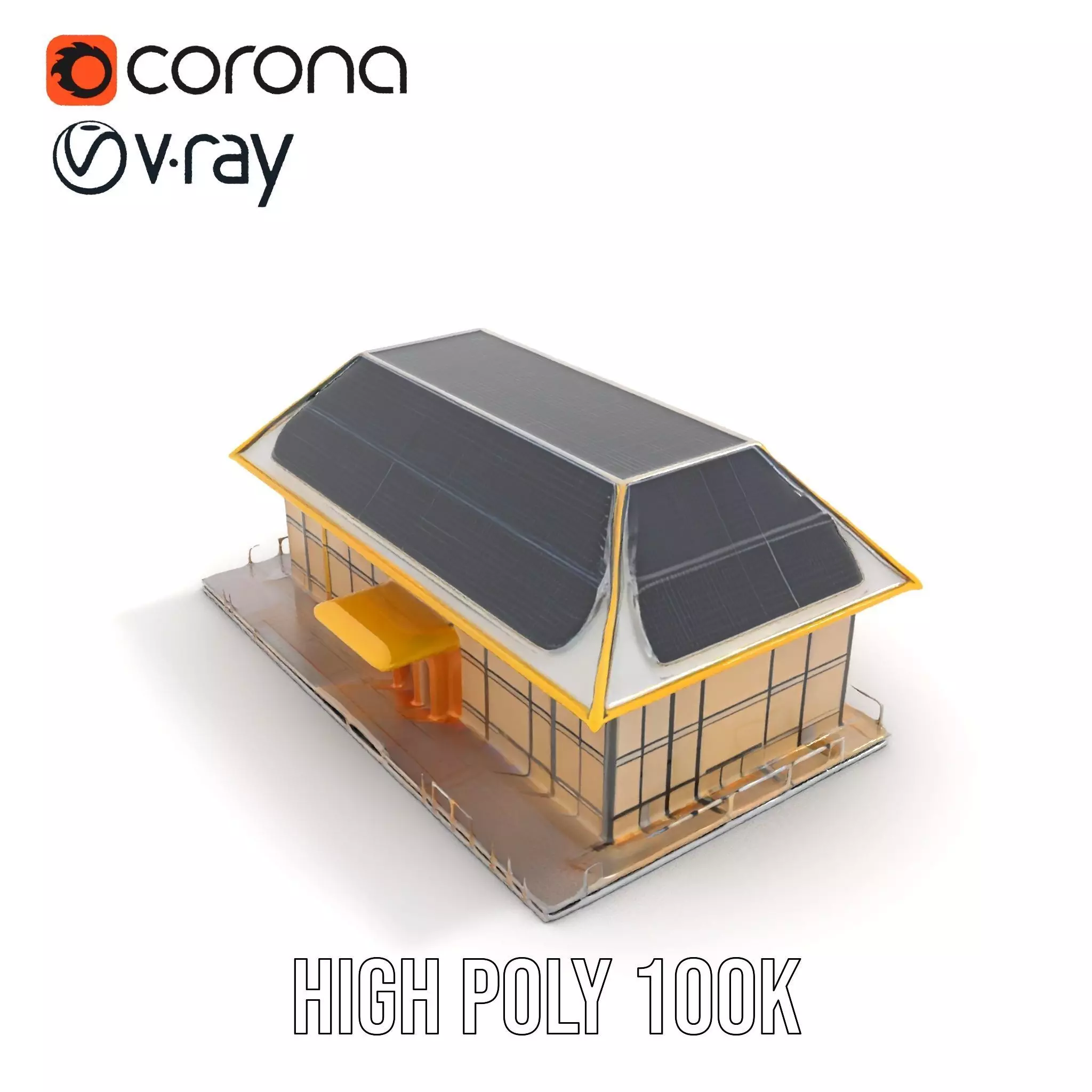 Modern Solar House model pack Low-poly 3D model_16