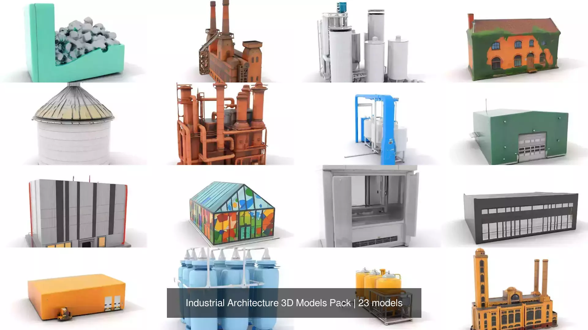 Industrial Architecture 3D Models Pack 3D Model Collection_0