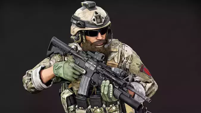 Modular US Special Forces Soldier Low-poly 3D model