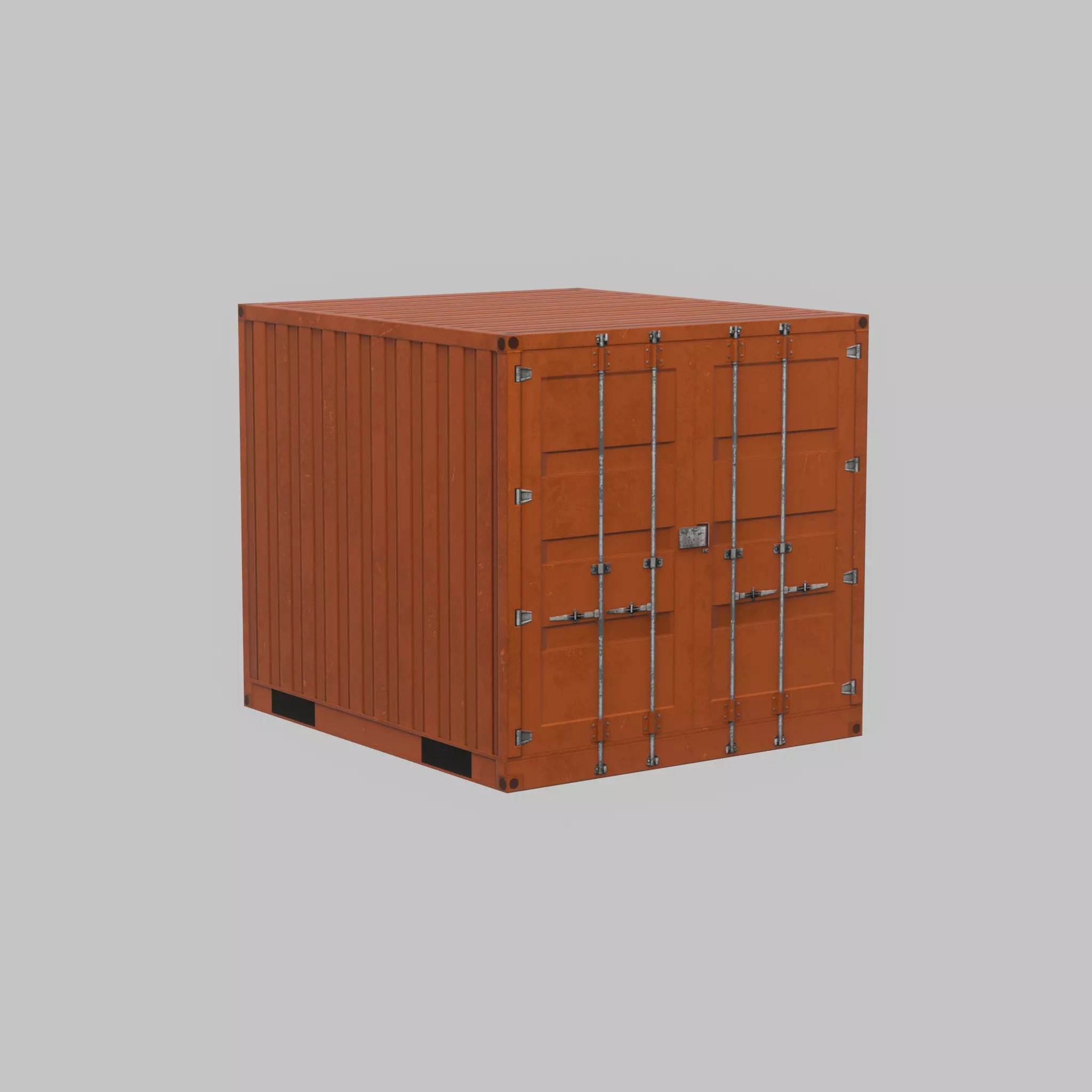 Shipping Container signal orange 6ft Low-poly 3D model_41