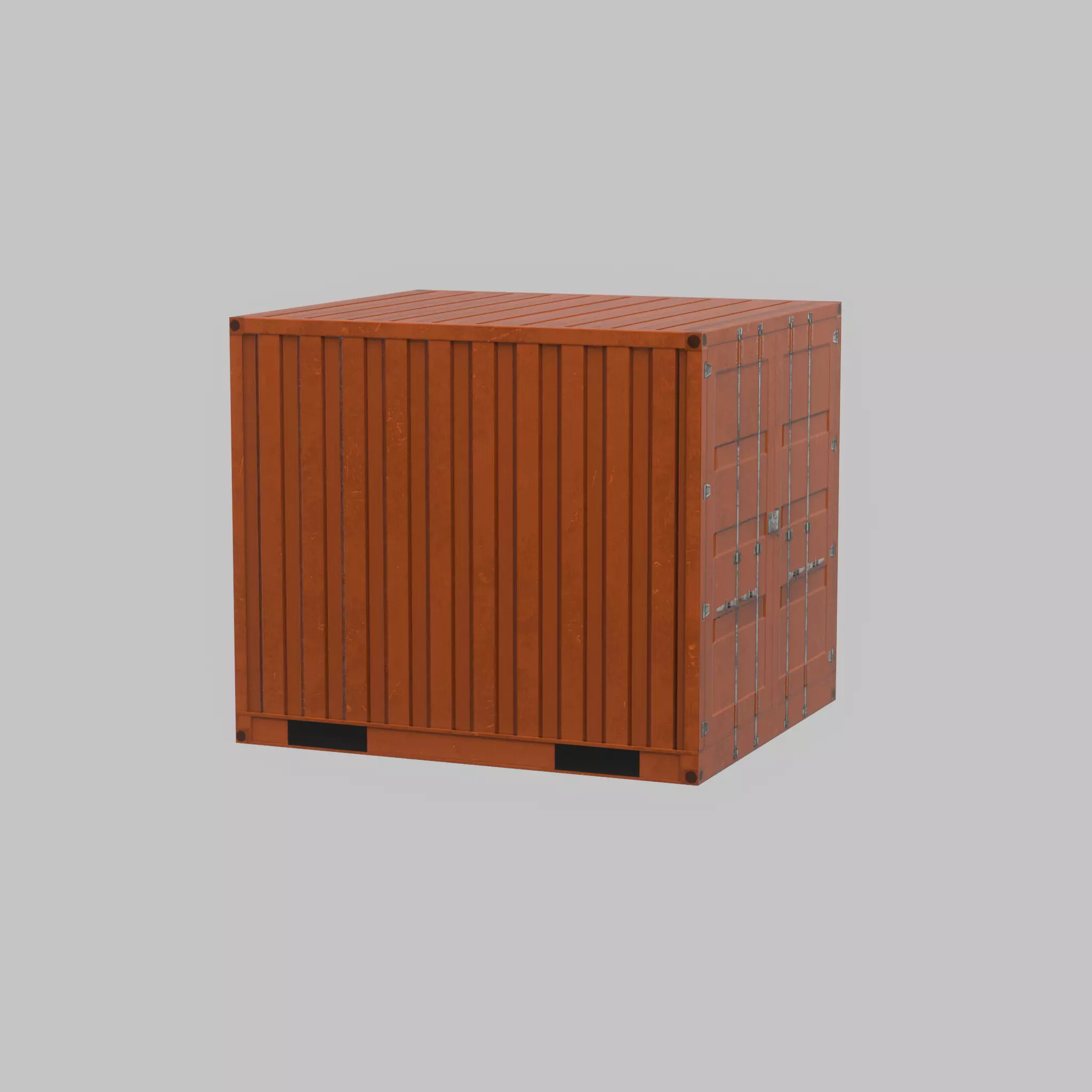 Shipping Container signal orange 6ft Low-poly 3D model_23