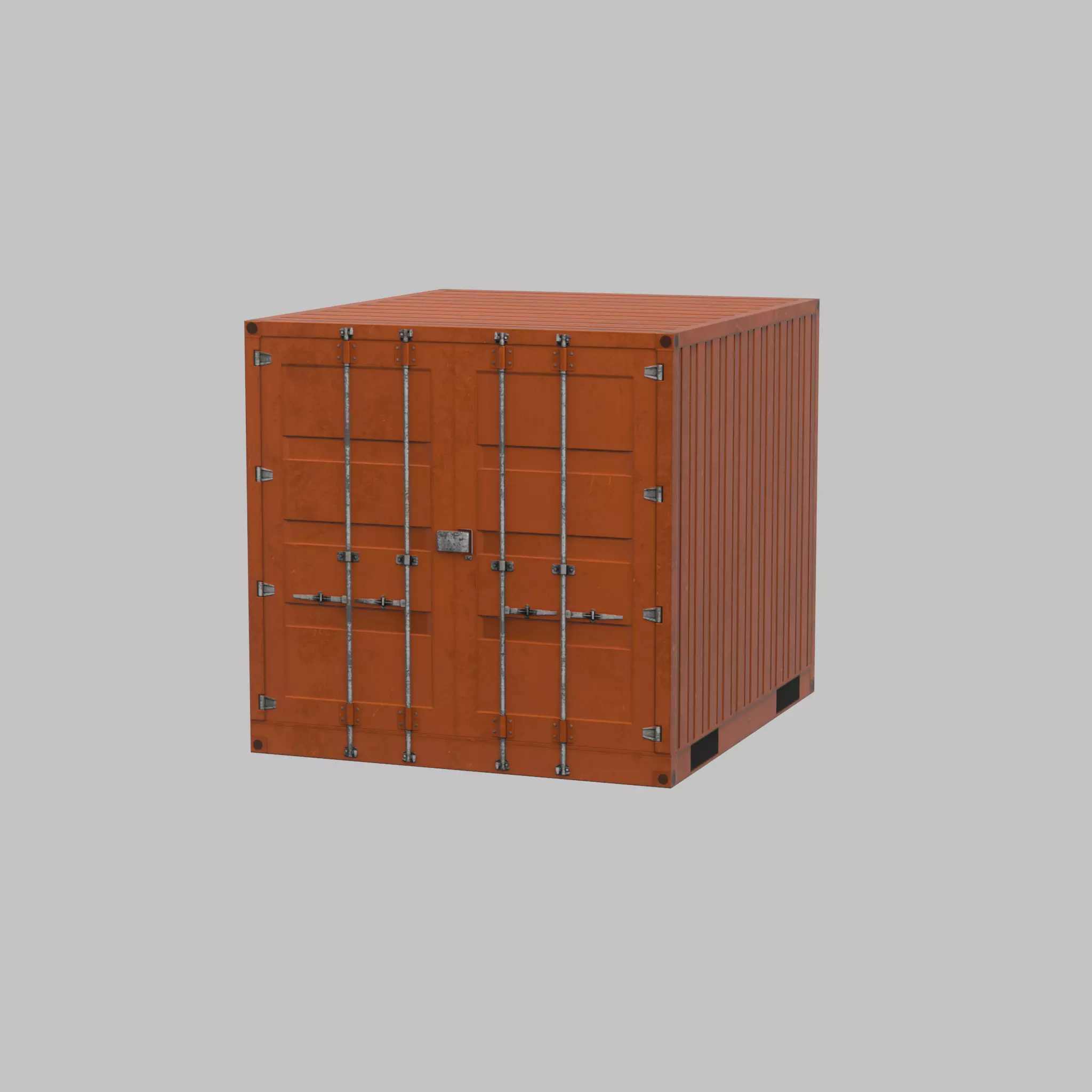 Shipping Container signal orange 6ft Low-poly 3D model_55