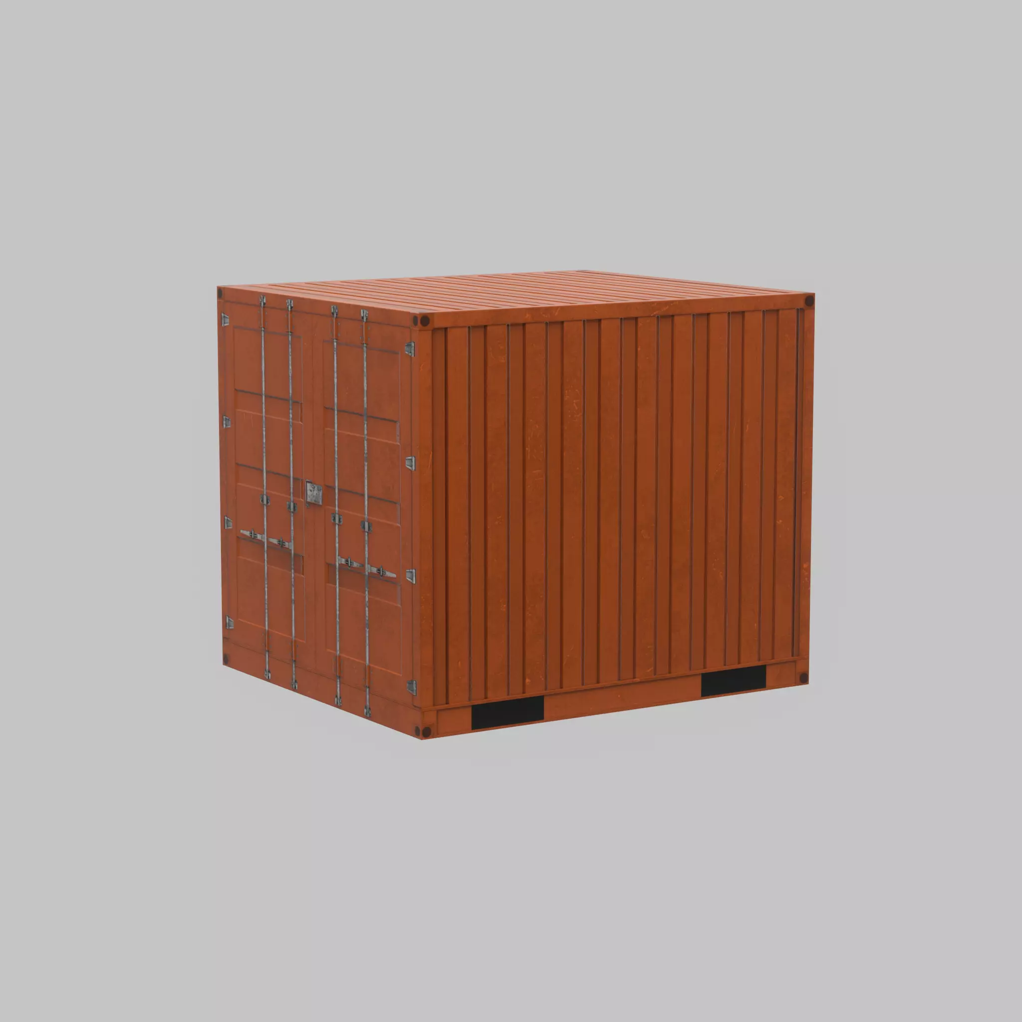 Shipping Container signal orange 6ft Low-poly 3D model_66