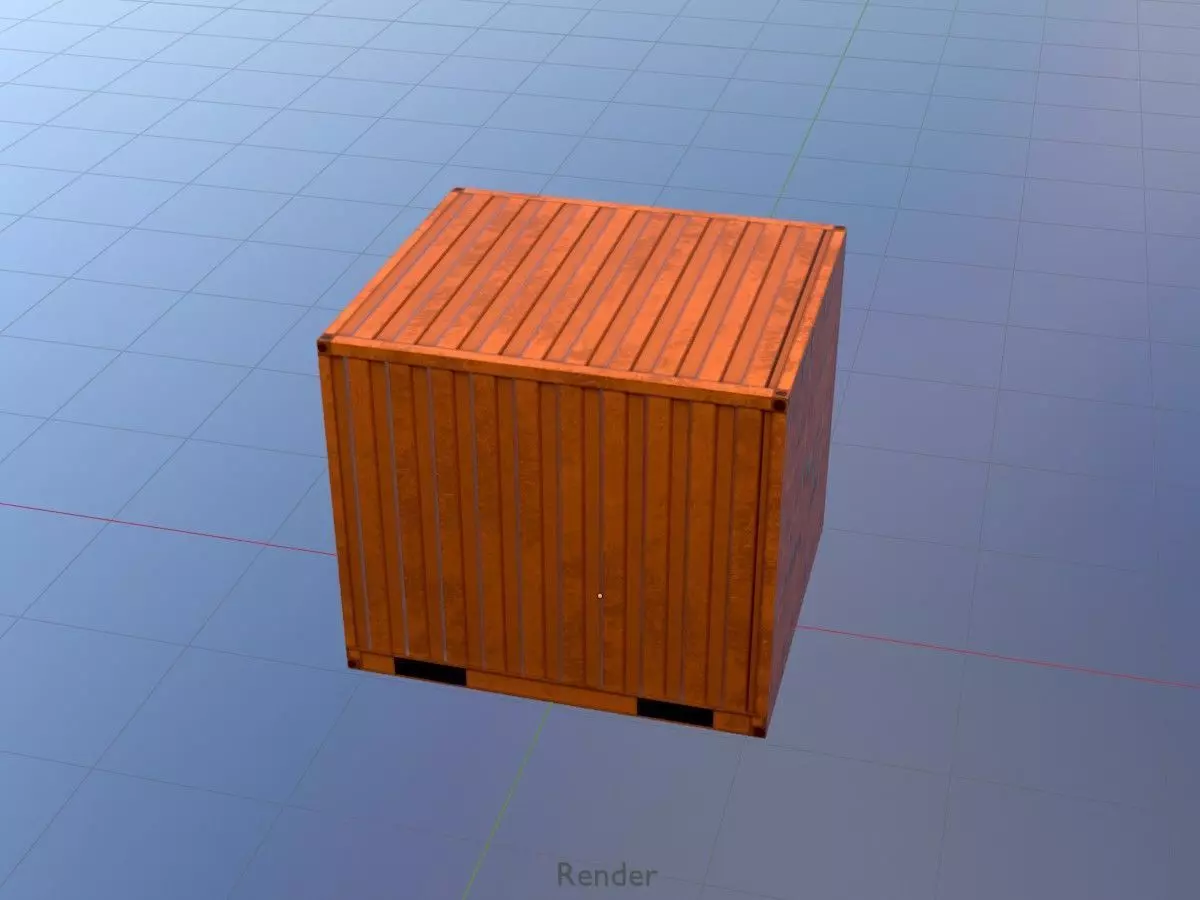 Shipping Container signal orange 6ft Low-poly 3D model_20
