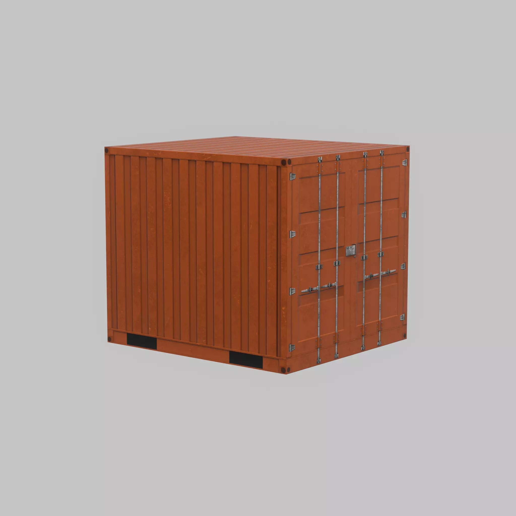 Shipping Container signal orange 6ft Low-poly 3D model_37