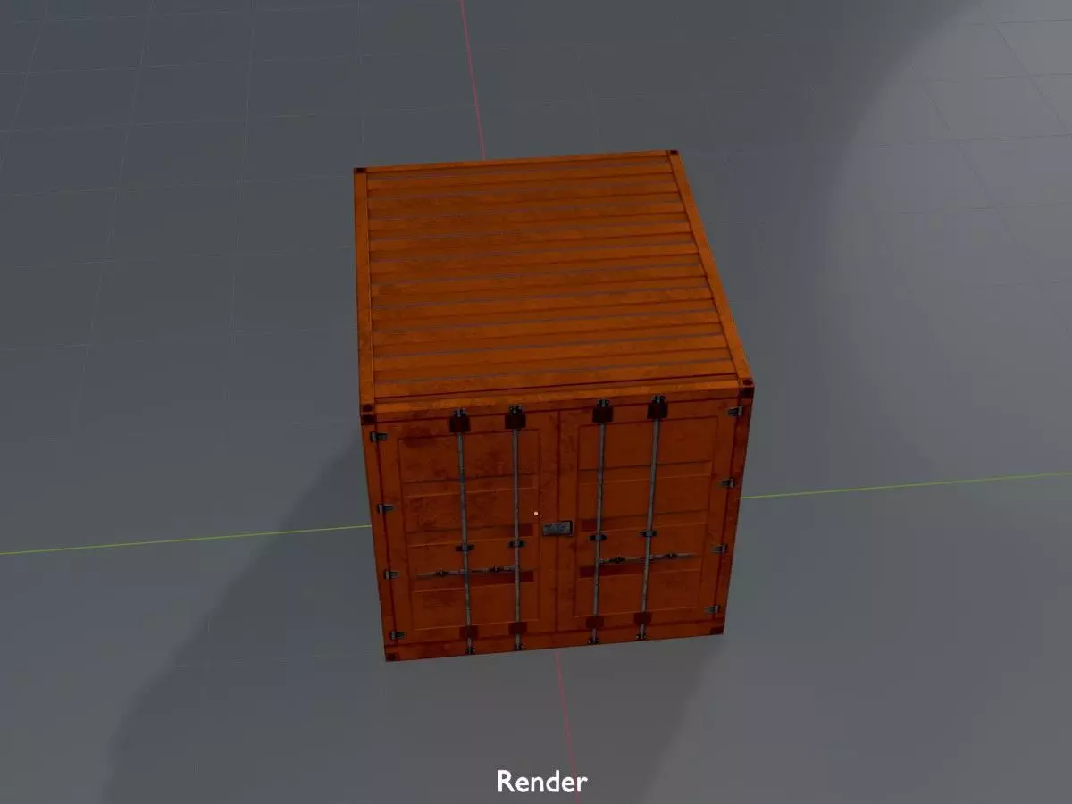 Shipping Container signal orange 6ft Low-poly 3D model_17