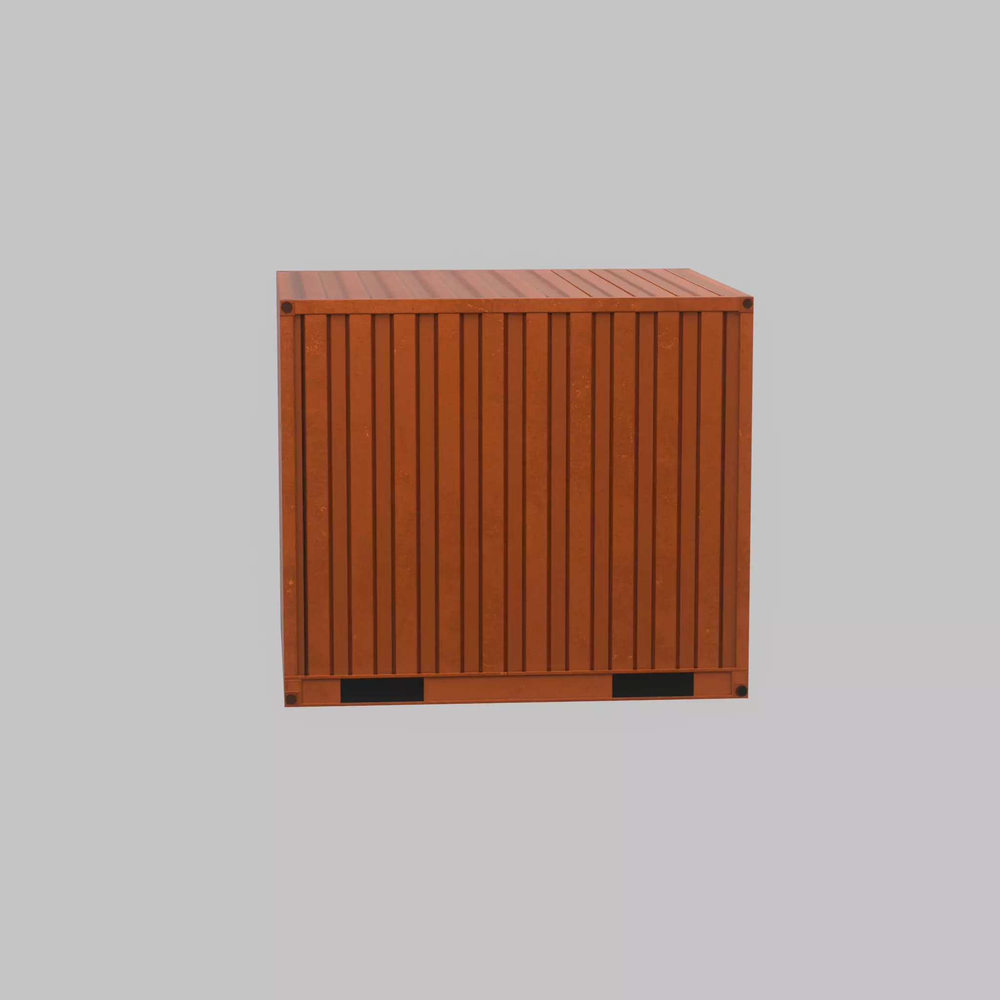 Shipping Container signal orange 6ft Low-poly 3D model_32