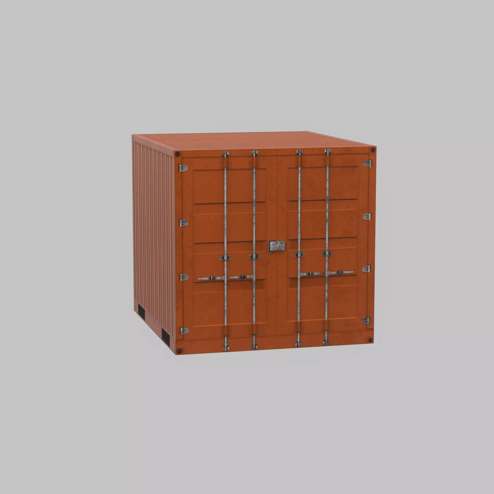 Shipping Container signal orange 6ft Low-poly 3D model_35
