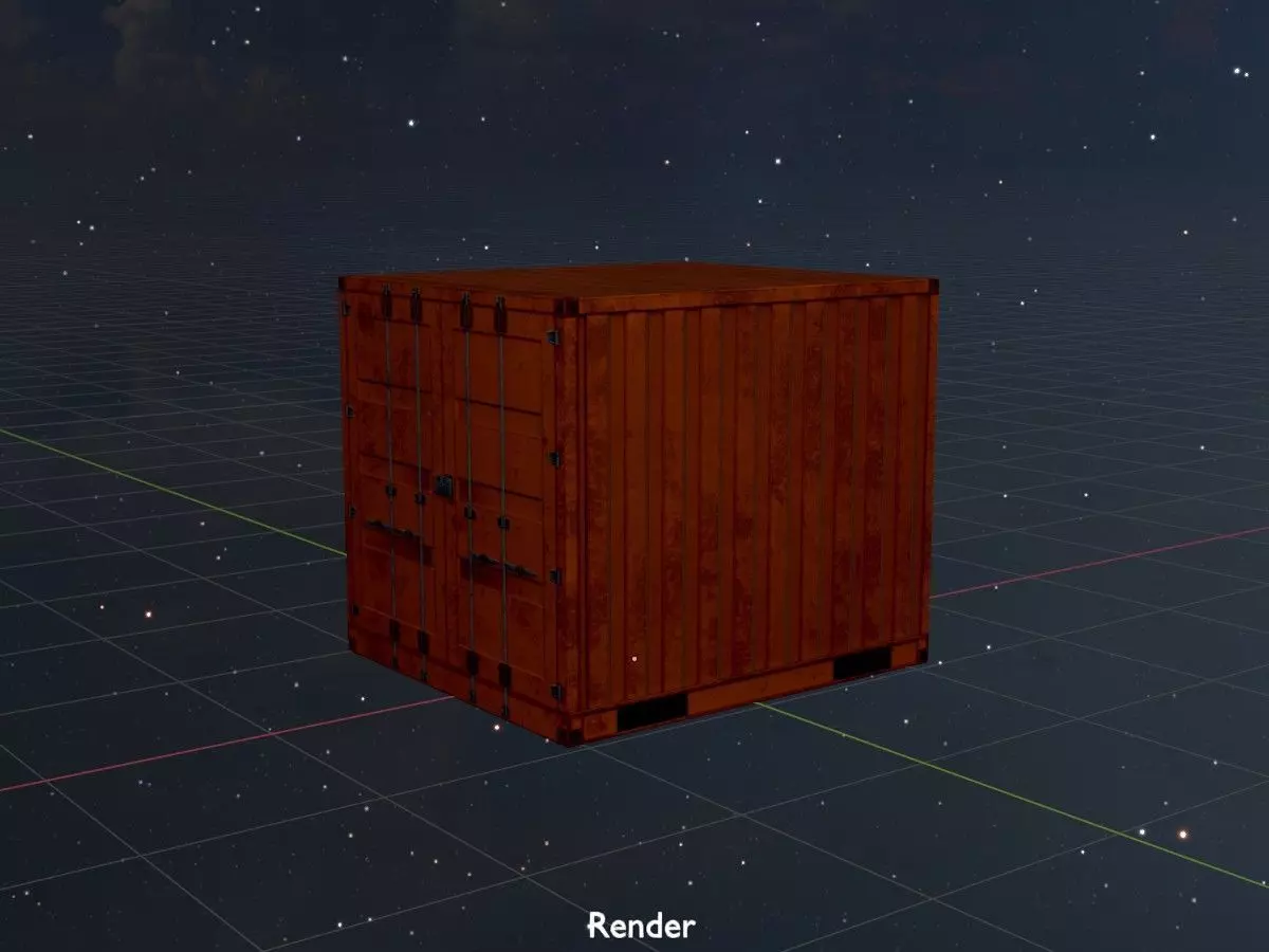 Shipping Container signal orange 6ft Low-poly 3D model_21