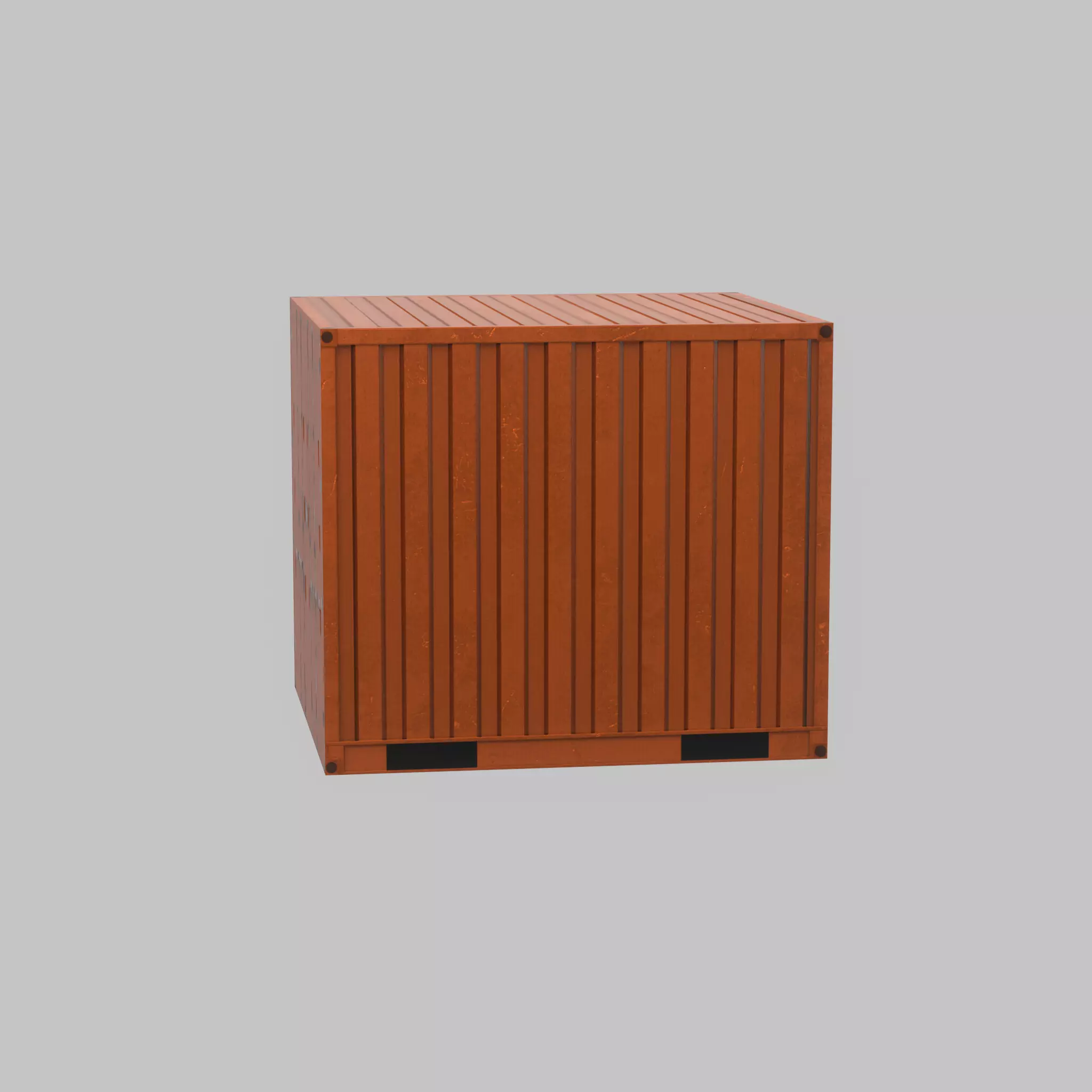 Shipping Container signal orange 6ft Low-poly 3D model_50