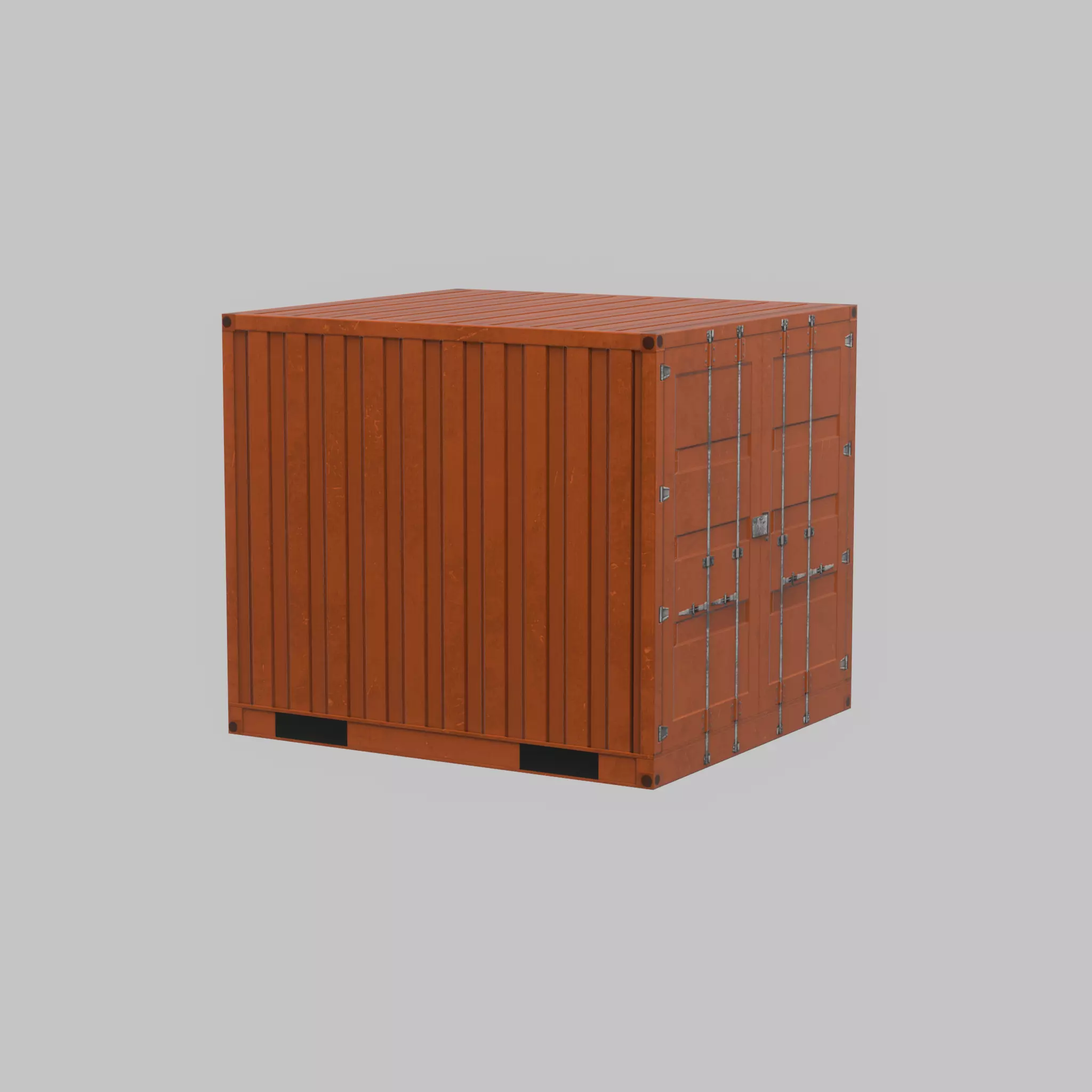 Shipping Container signal orange 6ft Low-poly 3D model_58