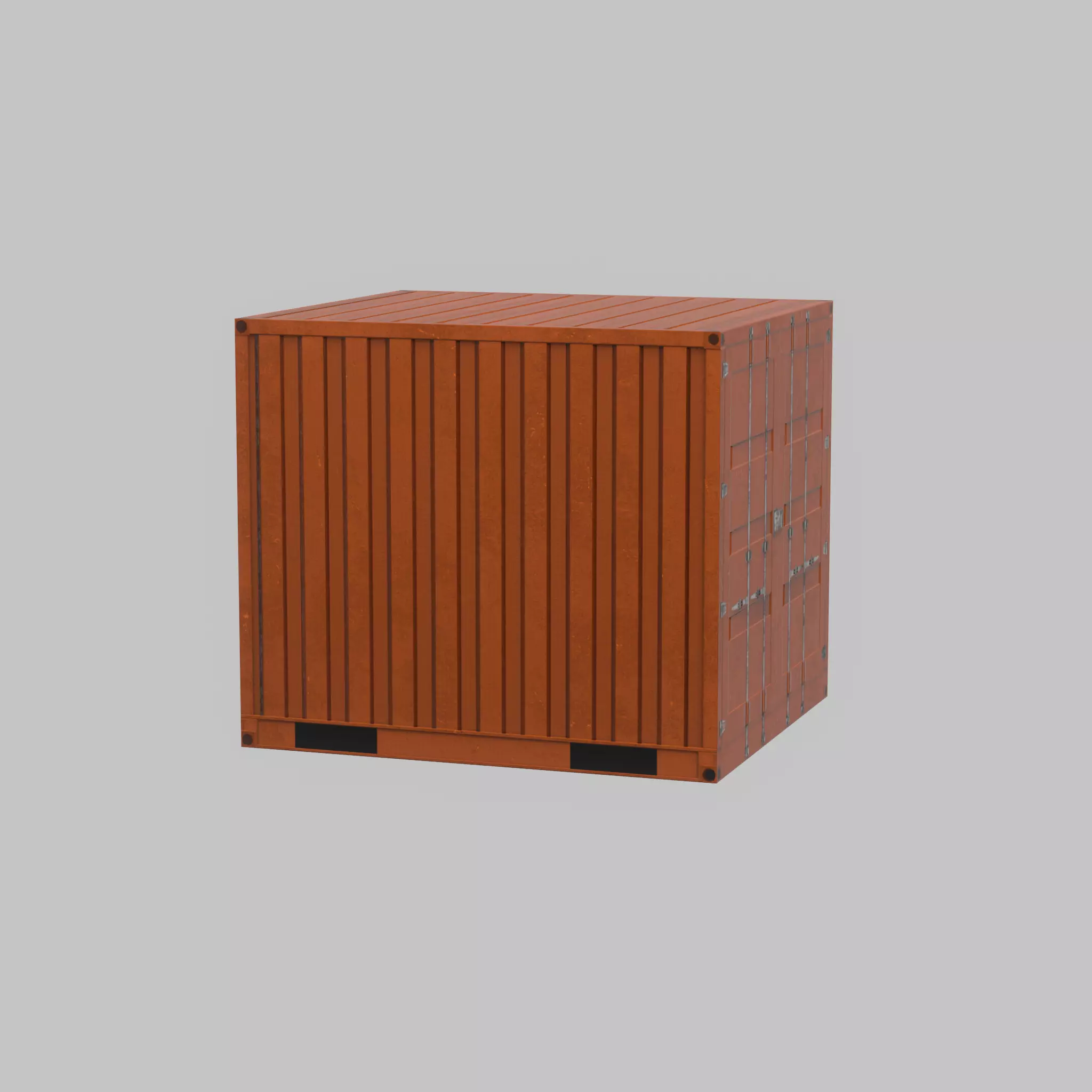 Shipping Container signal orange 6ft Low-poly 3D model_61