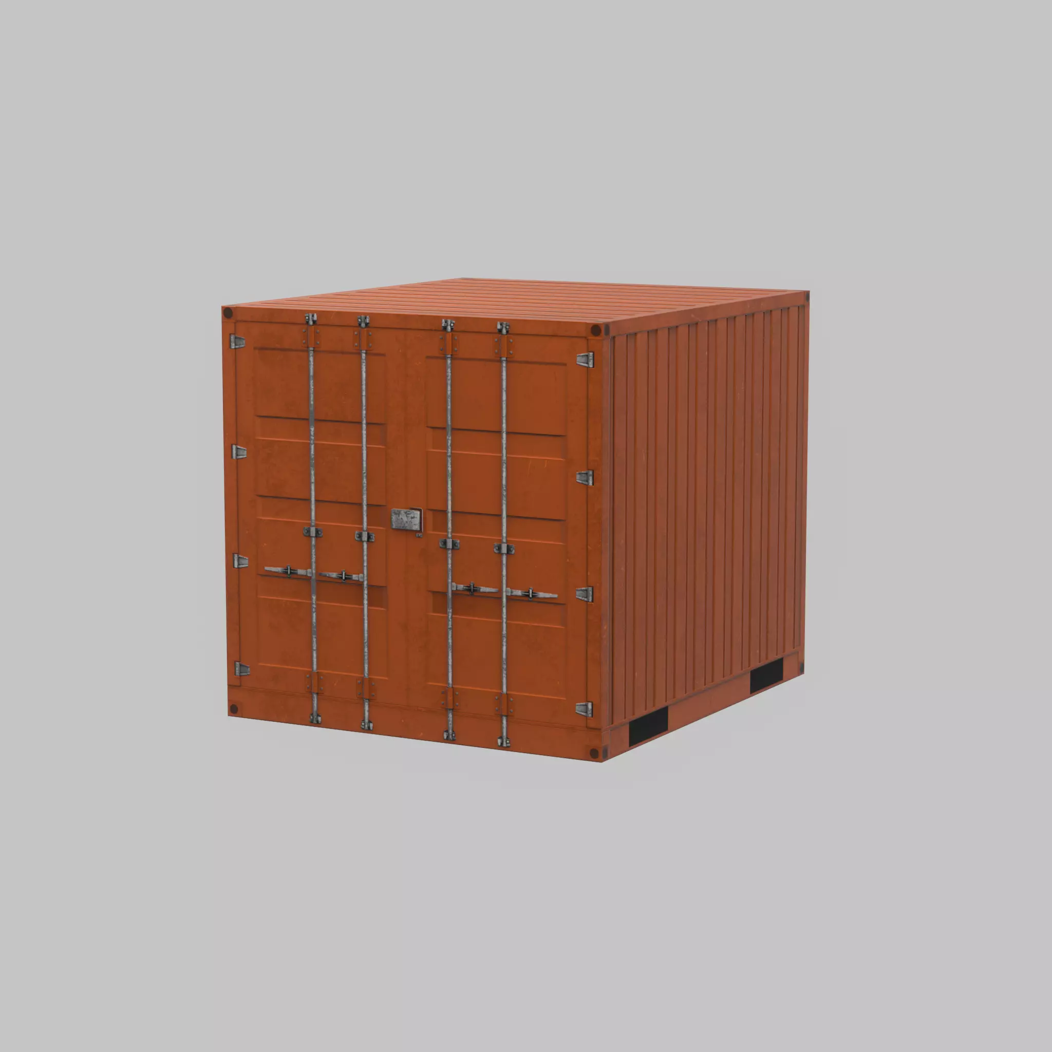 Shipping Container signal orange 6ft Low-poly 3D model_59