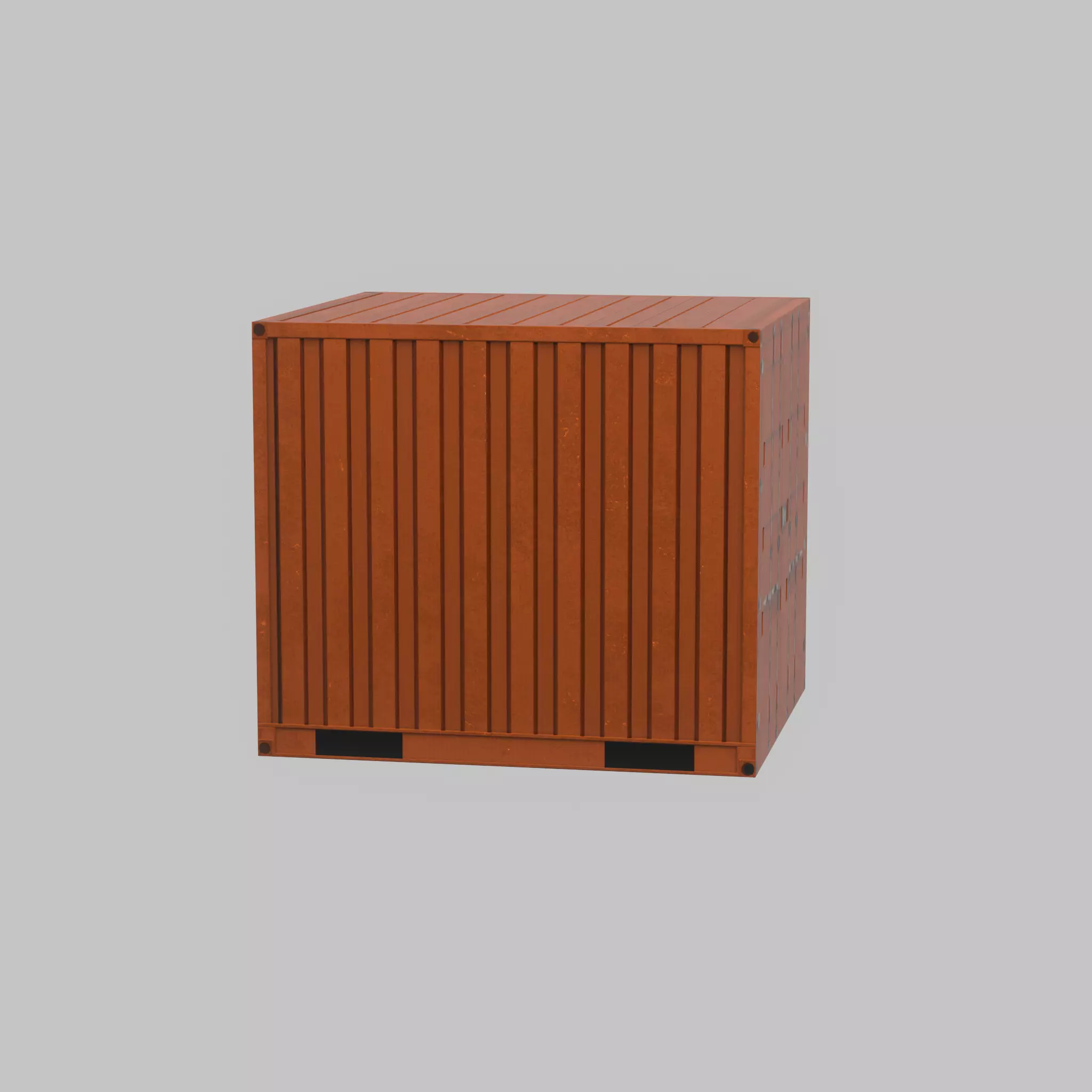 Shipping Container signal orange 6ft Low-poly 3D model_36