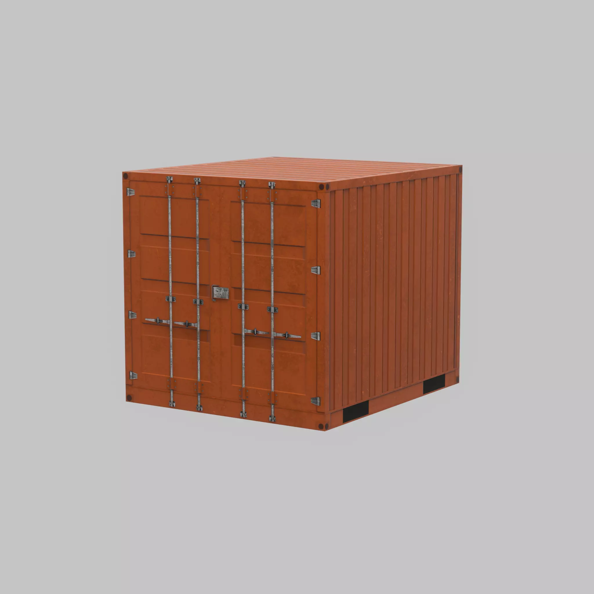 Shipping Container signal orange 6ft Low-poly 3D model_48