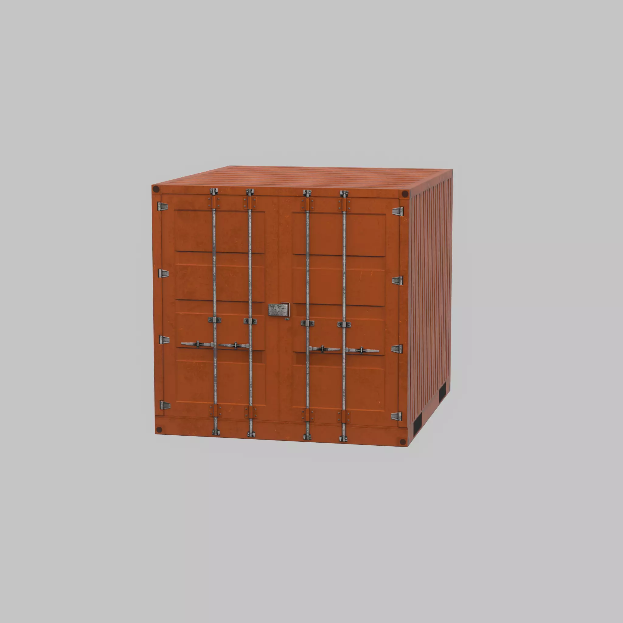 Shipping Container signal orange 6ft Low-poly 3D model_46