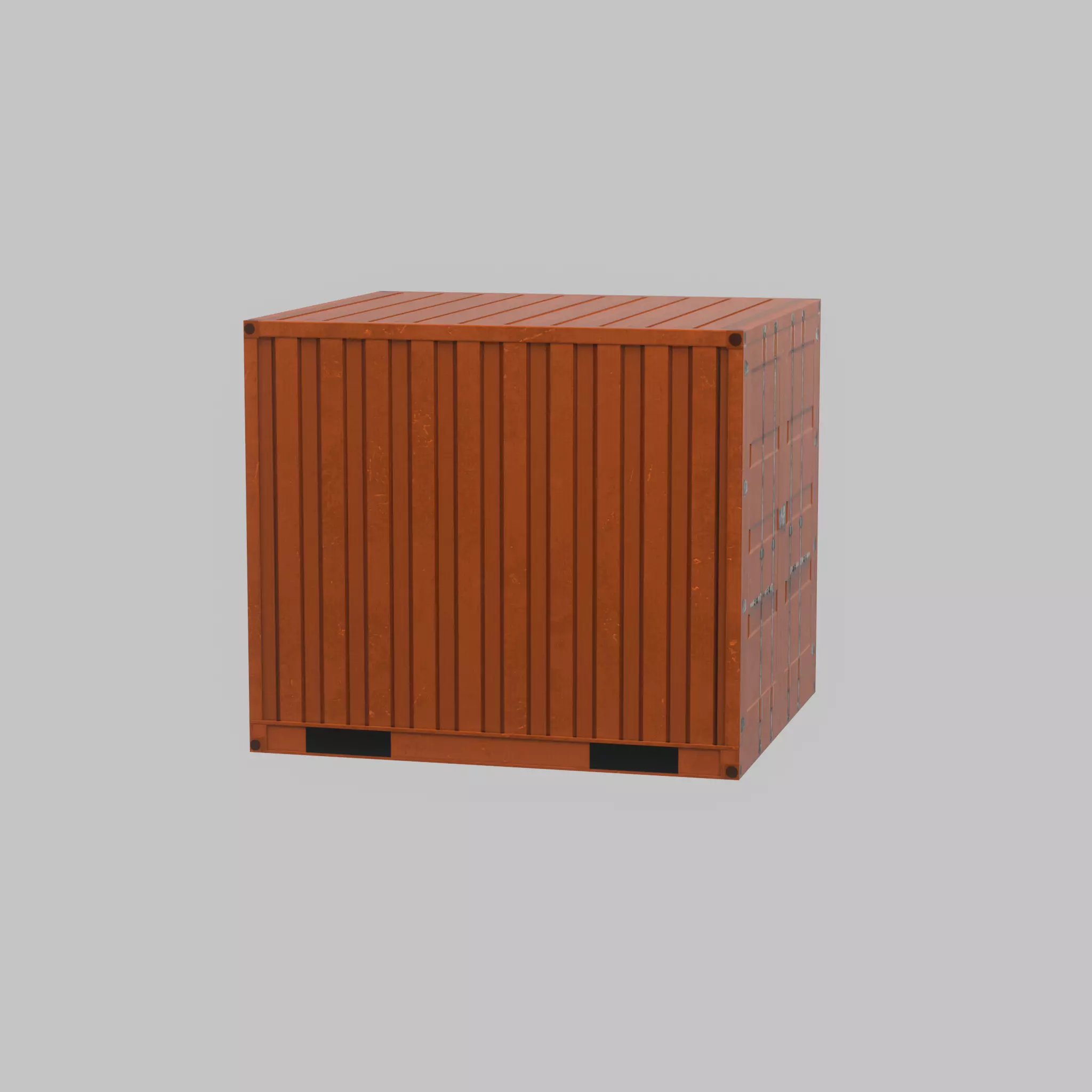 Shipping Container signal orange 6ft Low-poly 3D model_45