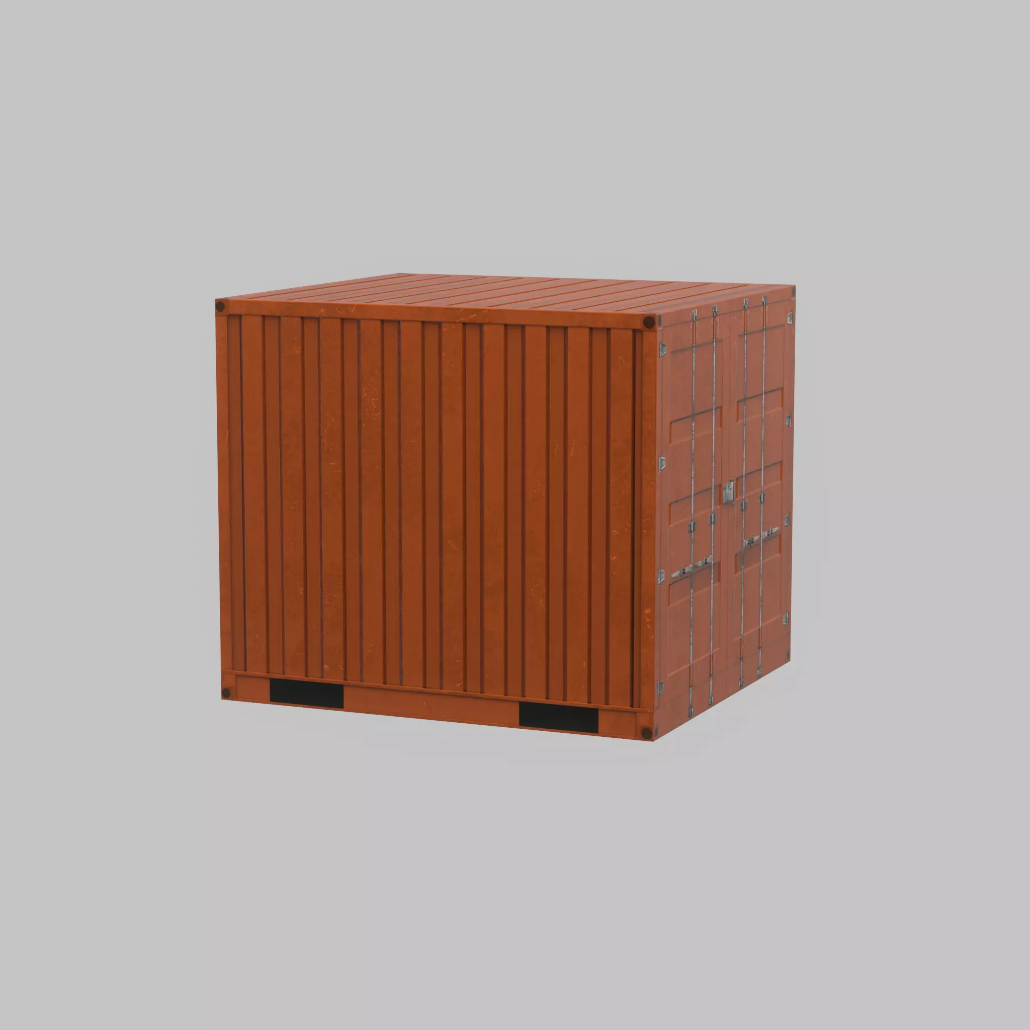 Shipping Container signal orange 6ft Low-poly 3D model_34