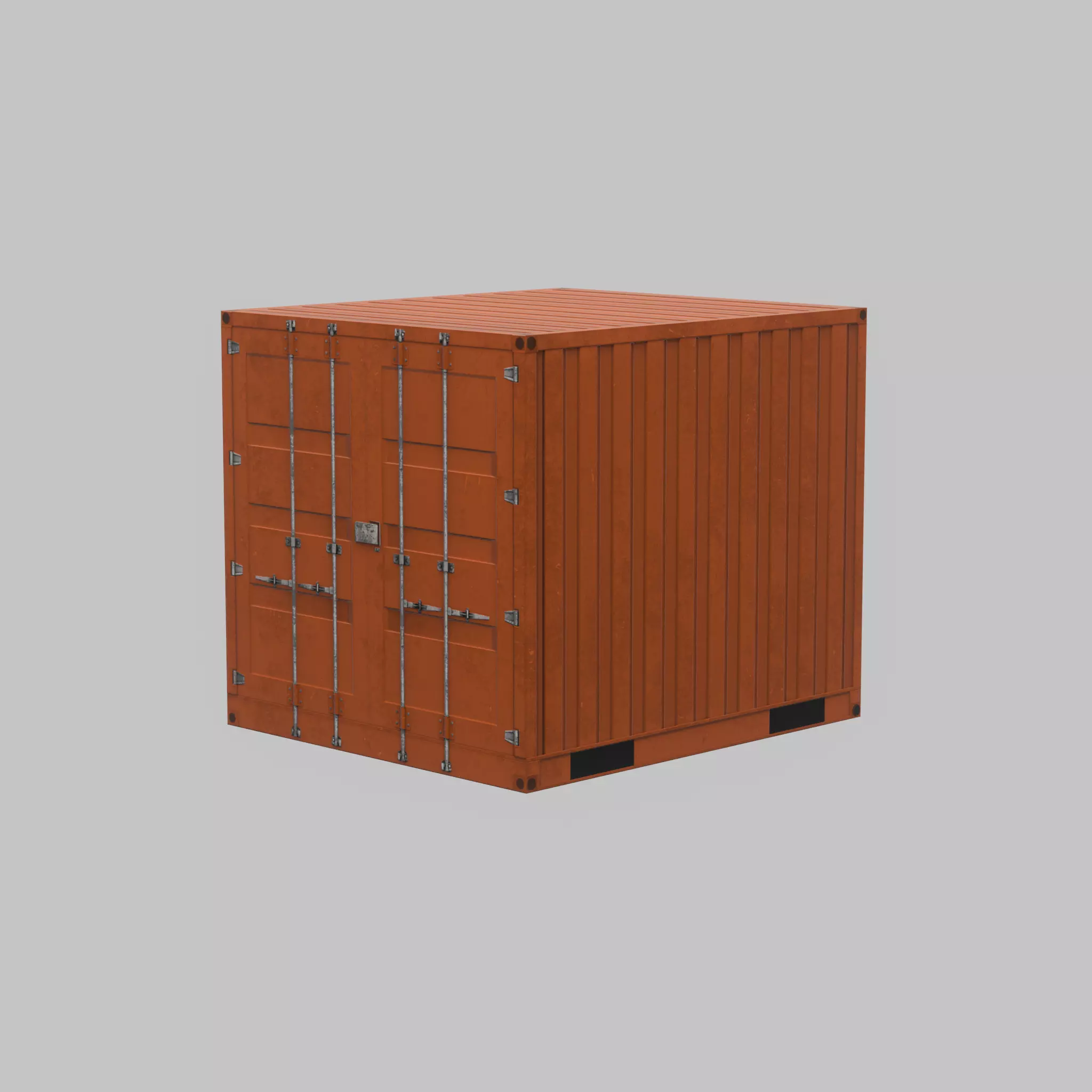 Shipping Container signal orange 6ft Low-poly 3D model_29