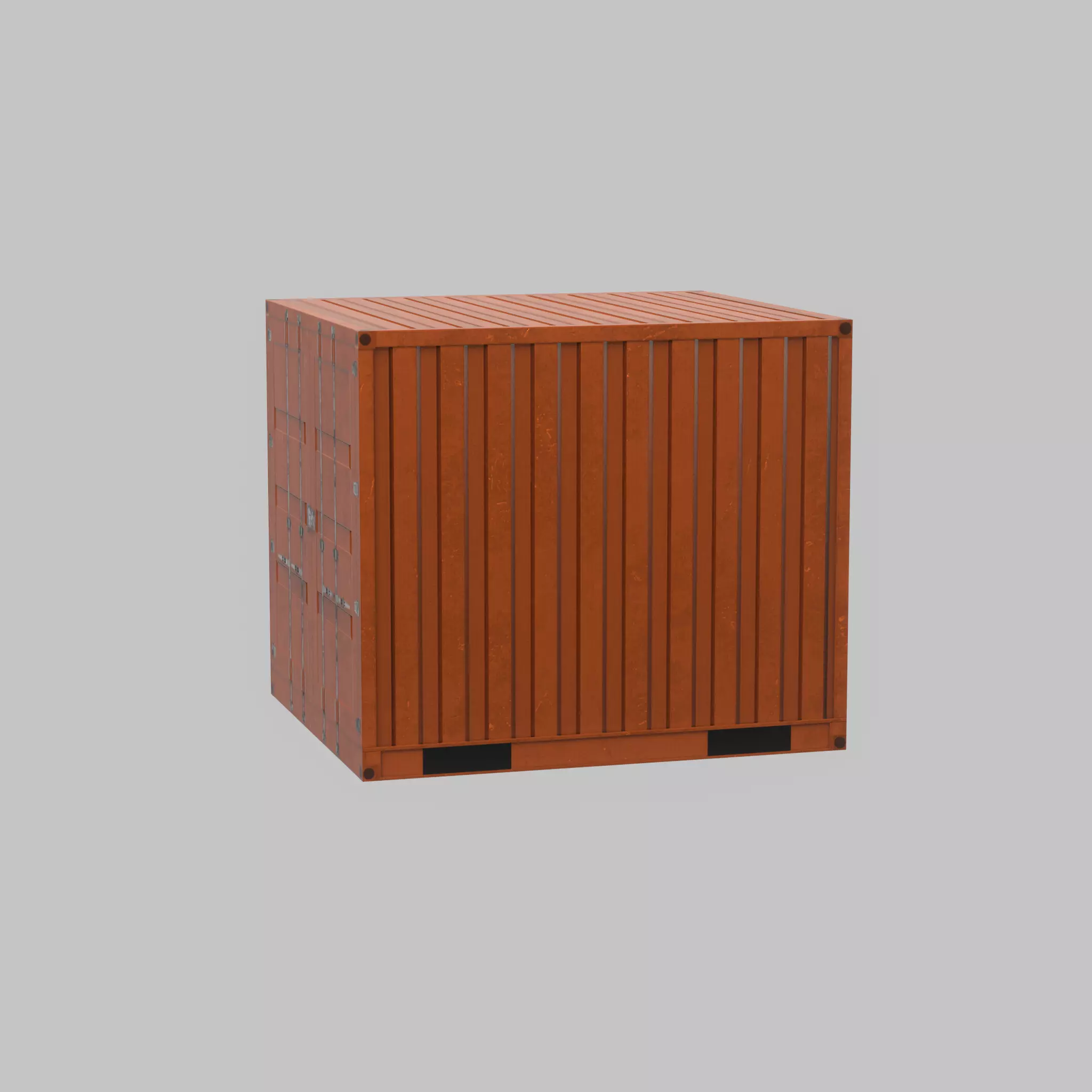Shipping Container signal orange 6ft Low-poly 3D model_47