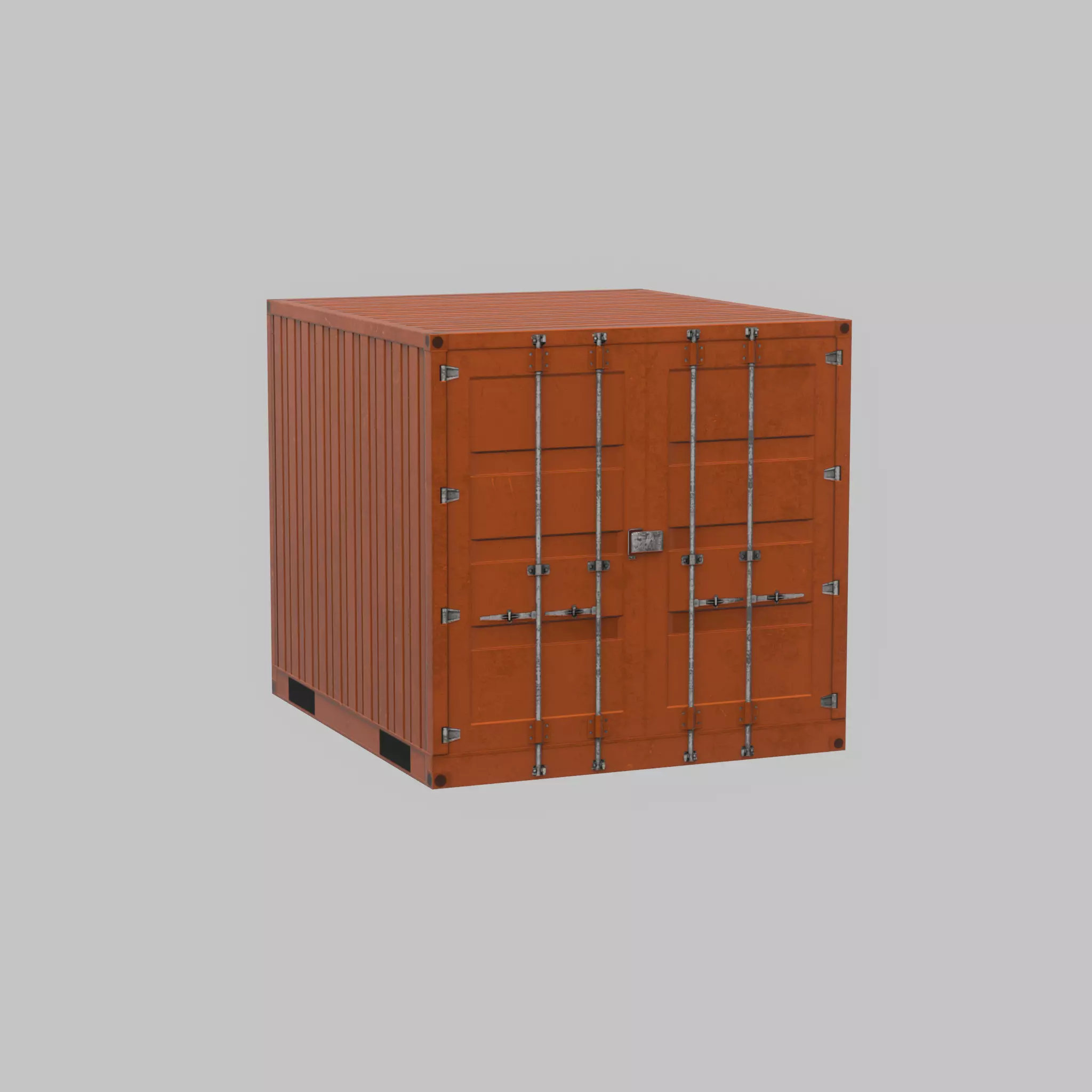 Shipping Container signal orange 6ft Low-poly 3D model_56
