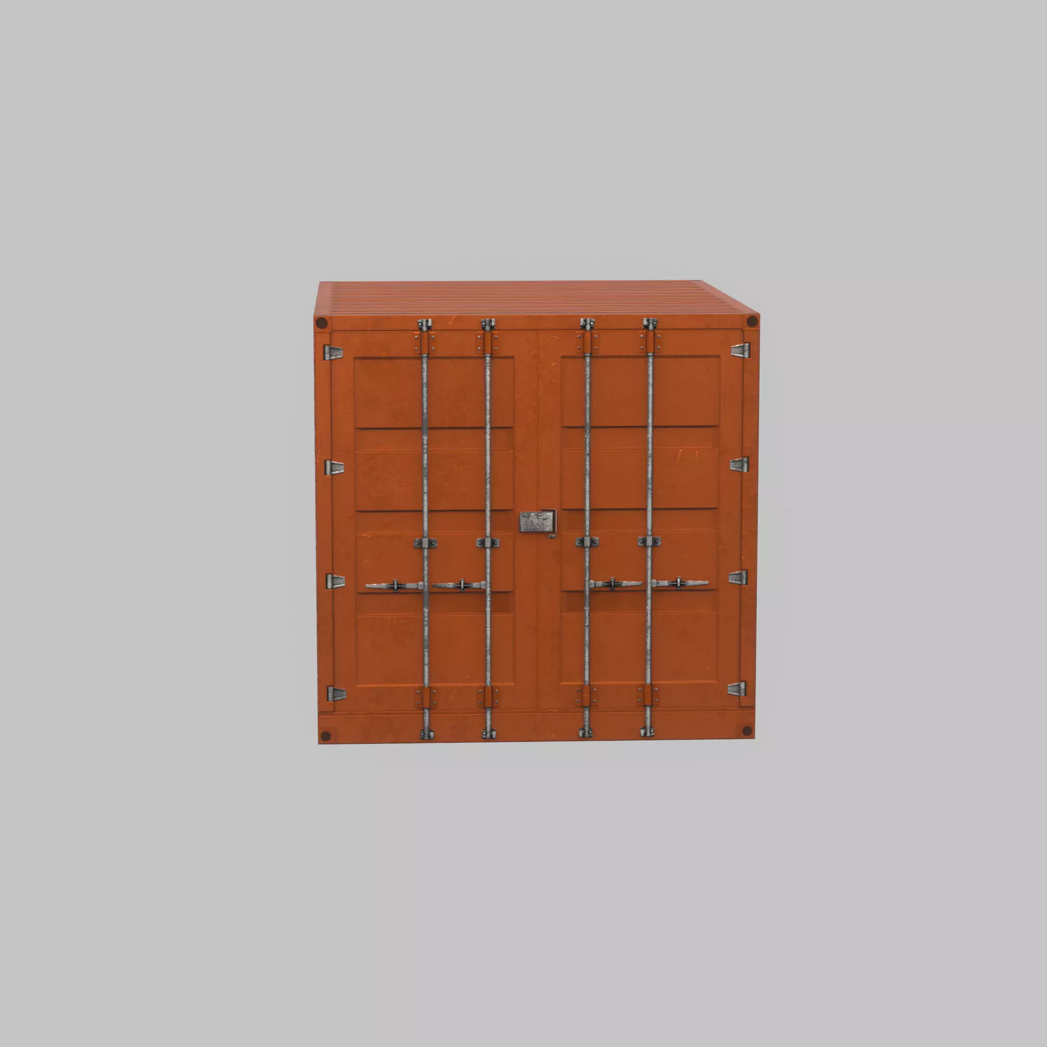 Shipping Container signal orange 6ft Low-poly 3D model_25