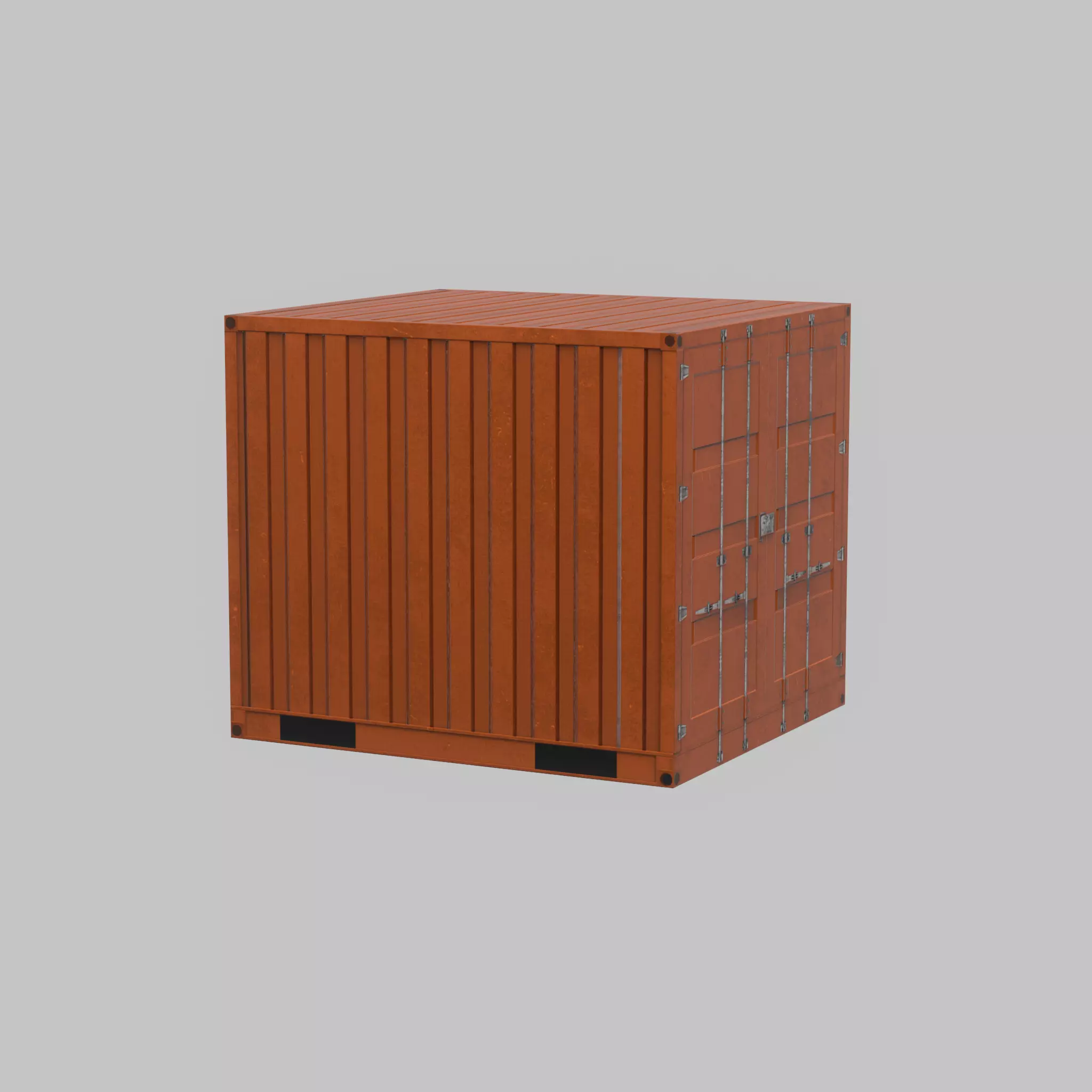 Shipping Container signal orange 6ft Low-poly 3D model_57