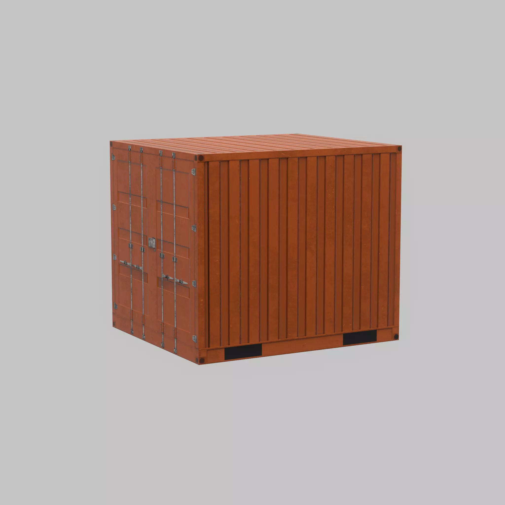 Shipping Container signal orange 6ft Low-poly 3D model_26
