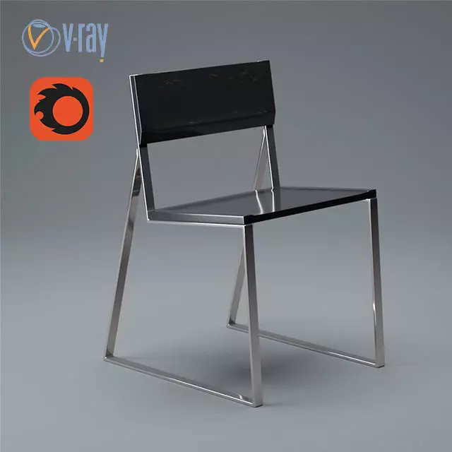 Chair modern with metal frame 3D model_0
