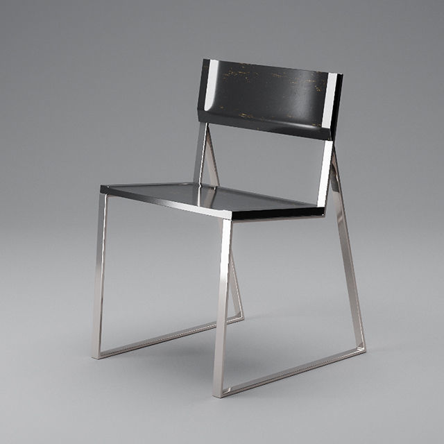 Chair modern with metal frame 3D model_1