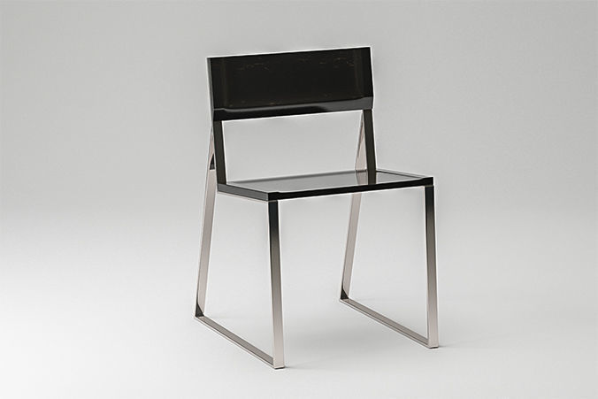 Chair modern with metal frame 3D model_3