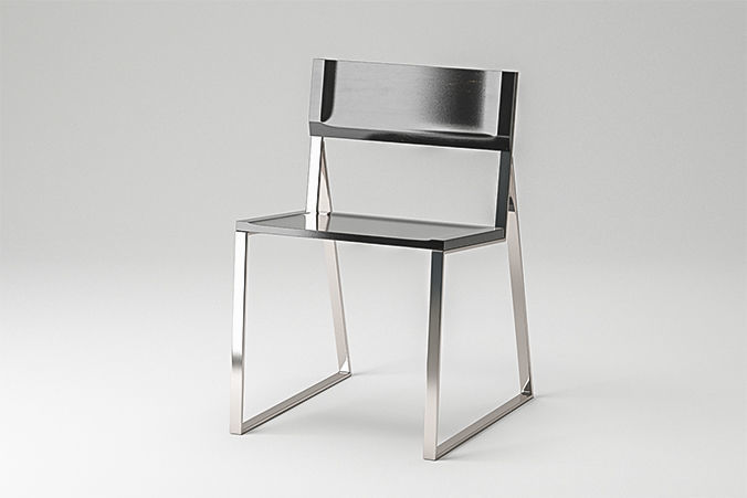 Chair modern with metal frame 3D model_2