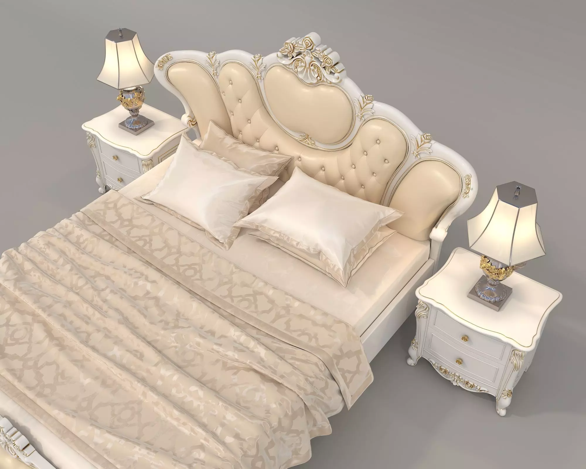 Classic European Style Bed Set 40 3D model_5